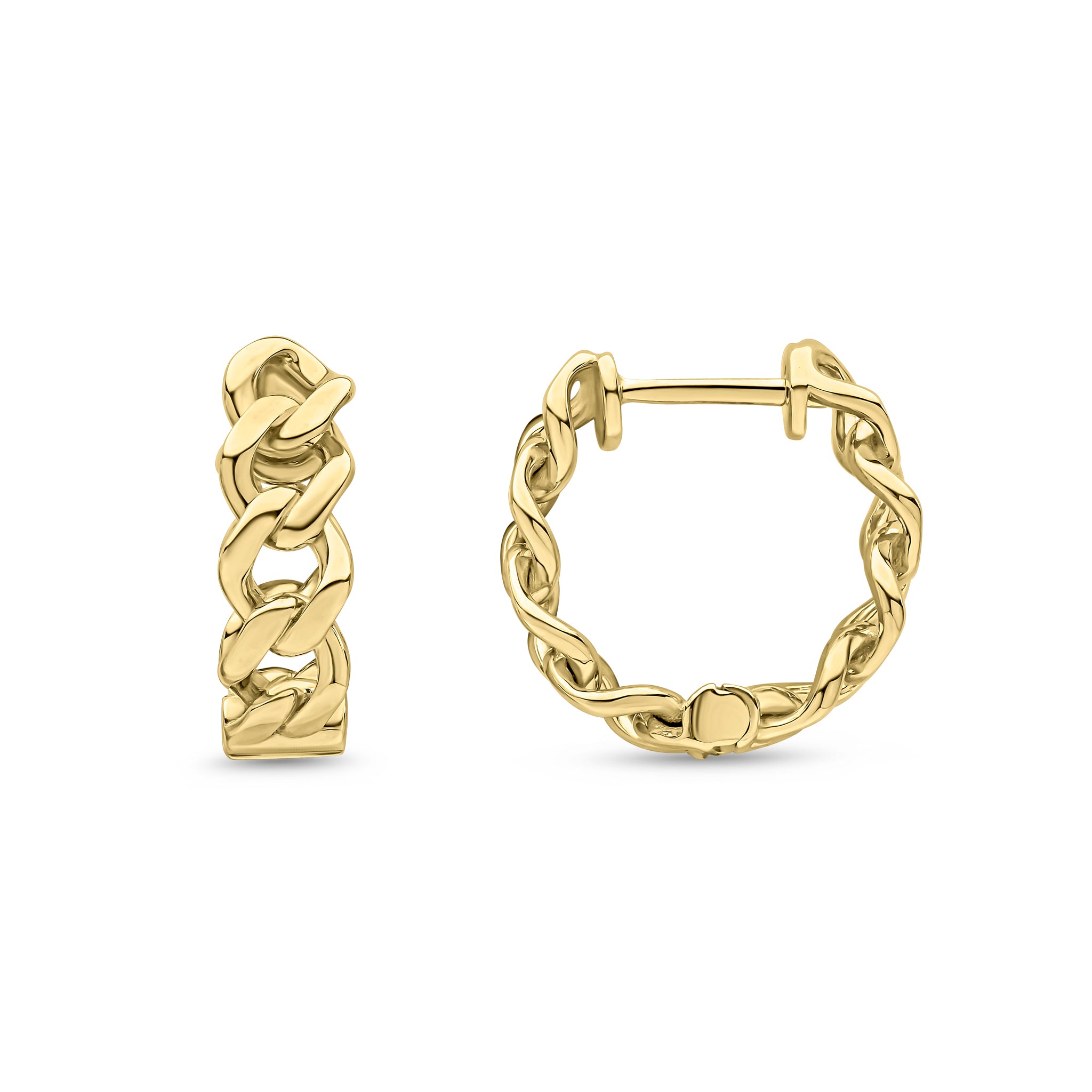 9ct Yellow Gold 5.5mm Curb Link Hinged Hoop Earrings