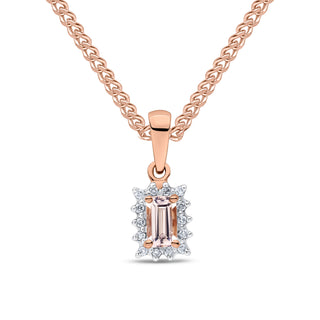 9ct rose gold octagonal morganite & diamond cluster