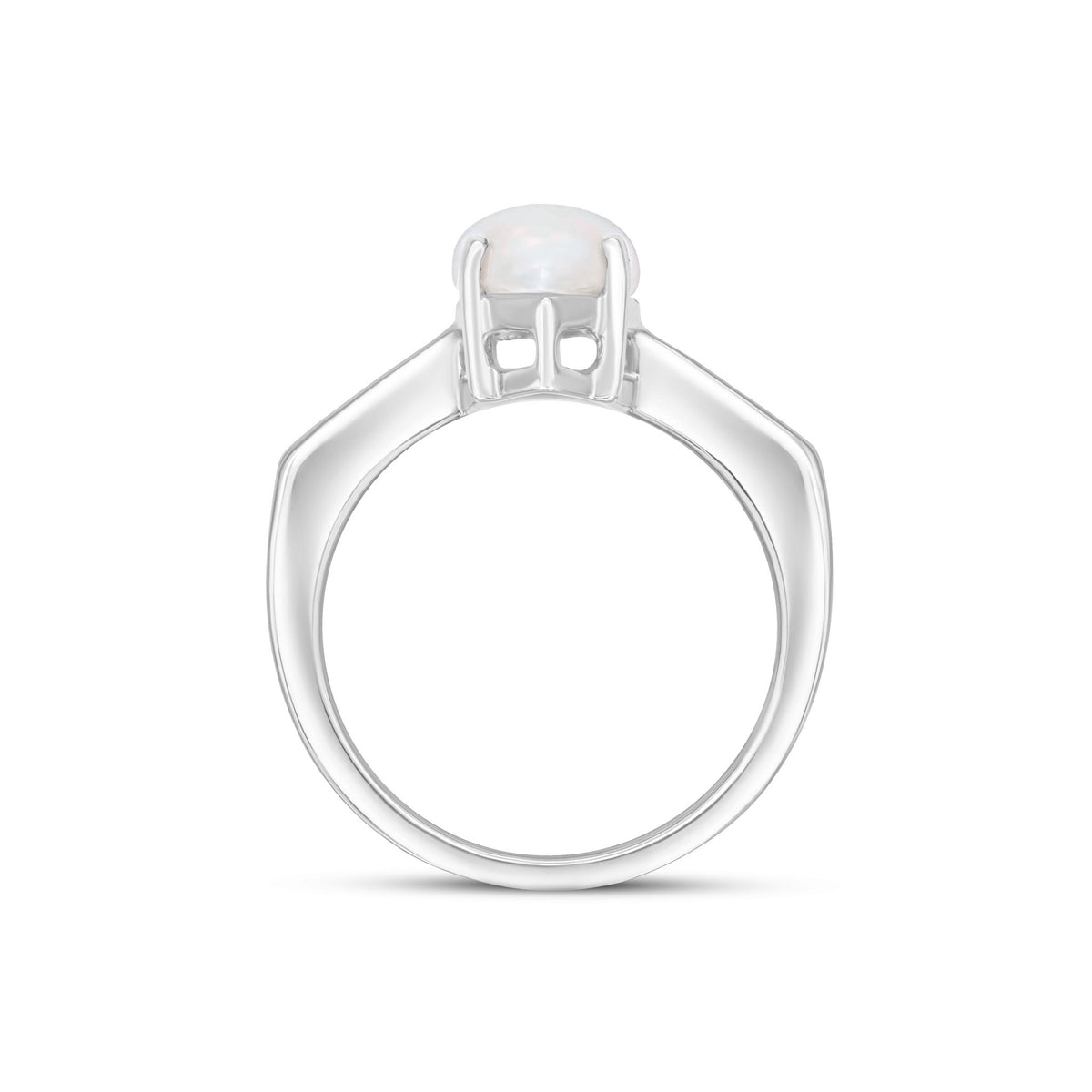 9ct White Gold 15x7 Marquise Opal Single Stone Ring with Channel Set Diamond Shoulders