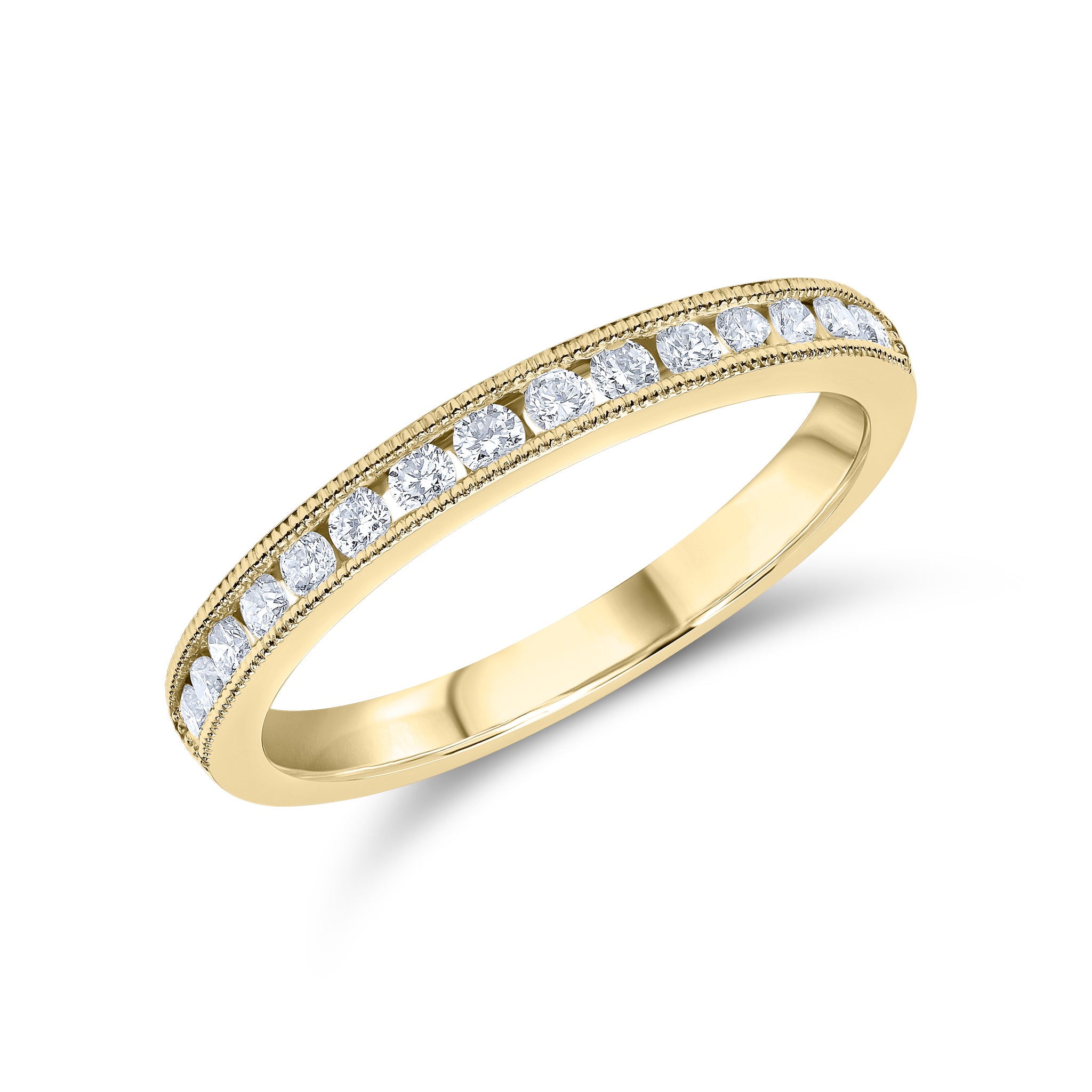 18ct Yellow Gold Round Diamond Milgrain Set 15 Stone Ring