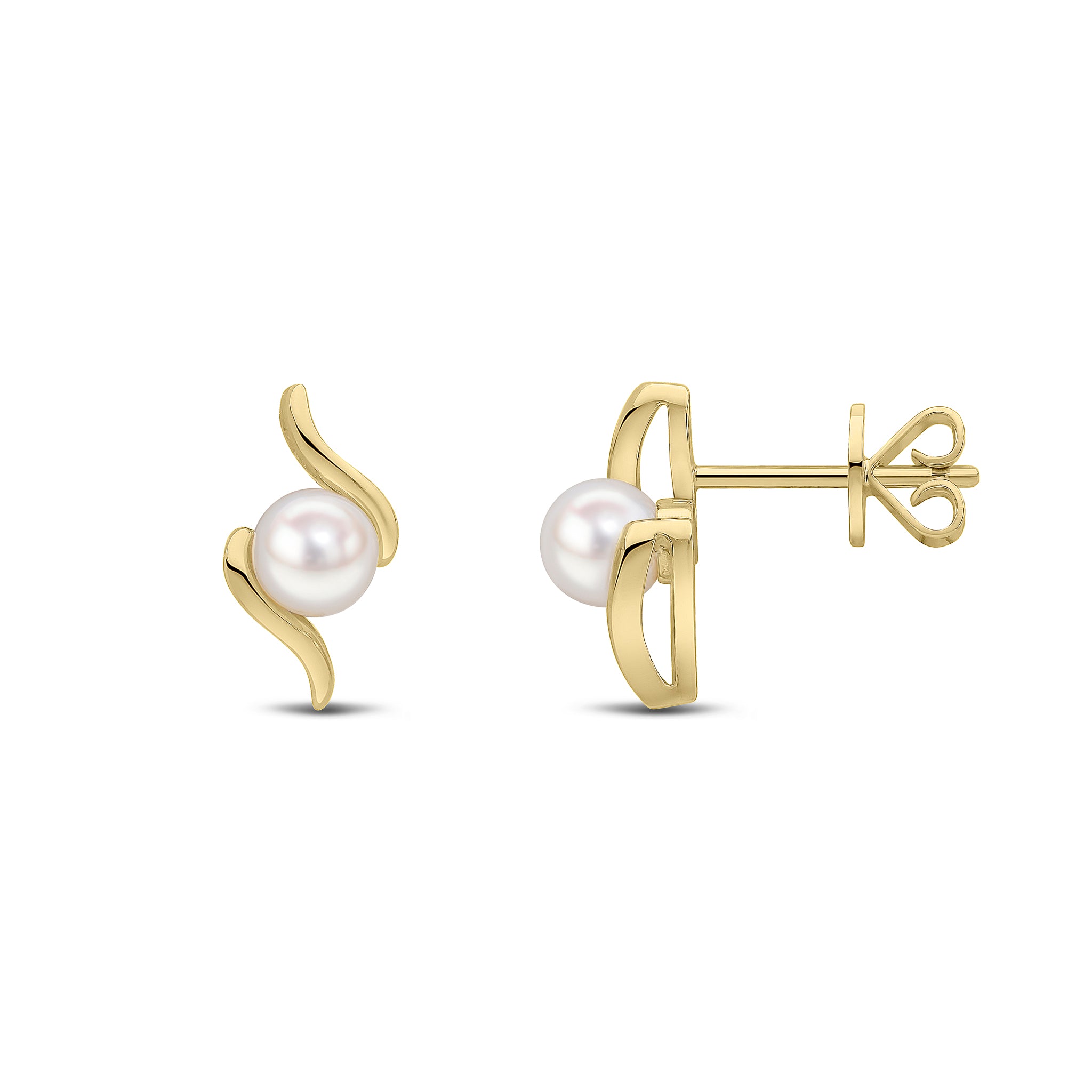 9ct Yellow Gold Freshwater Pearl Twist Earrings