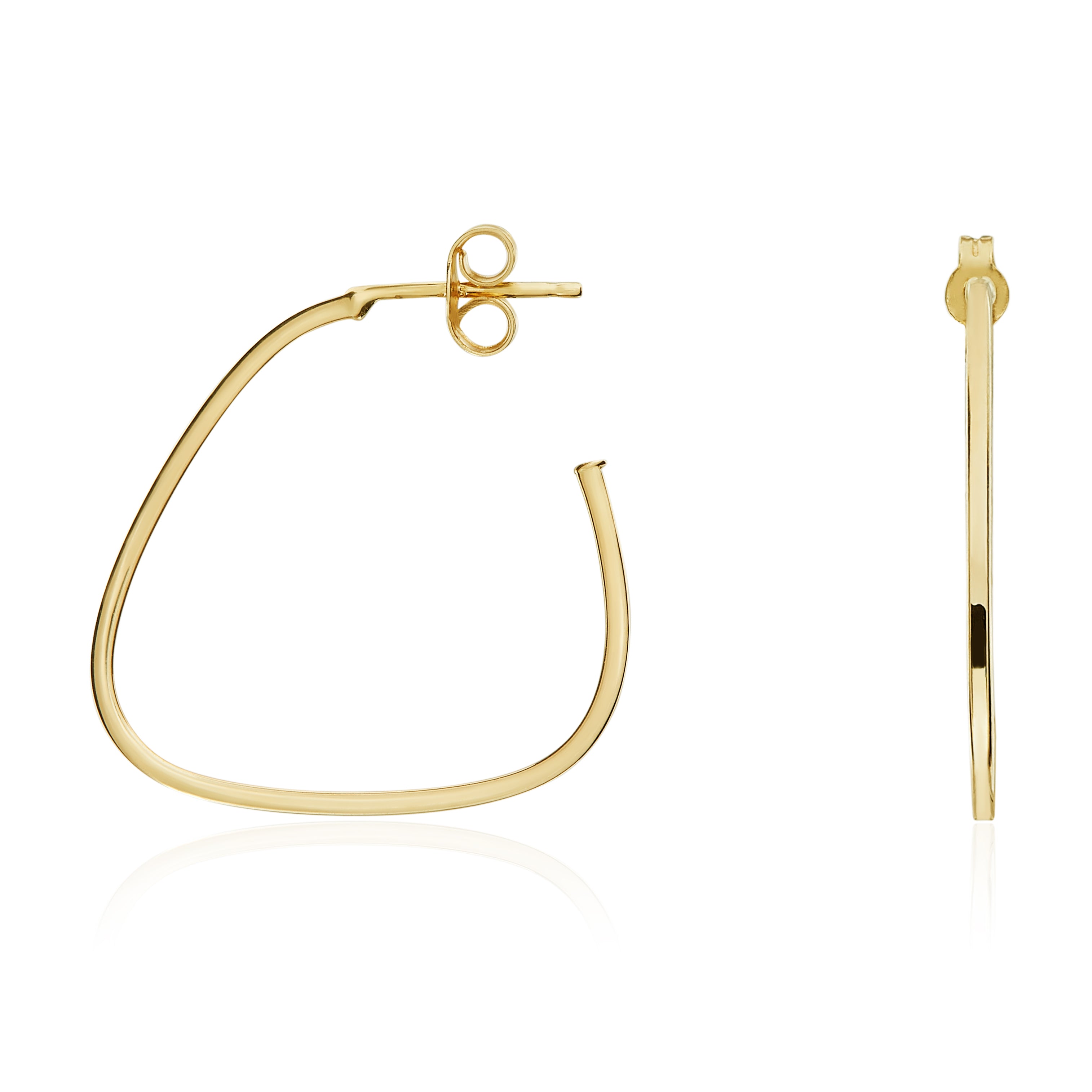 9ct yellow gold Triangular Hoop With Peg & Scroll Fitting