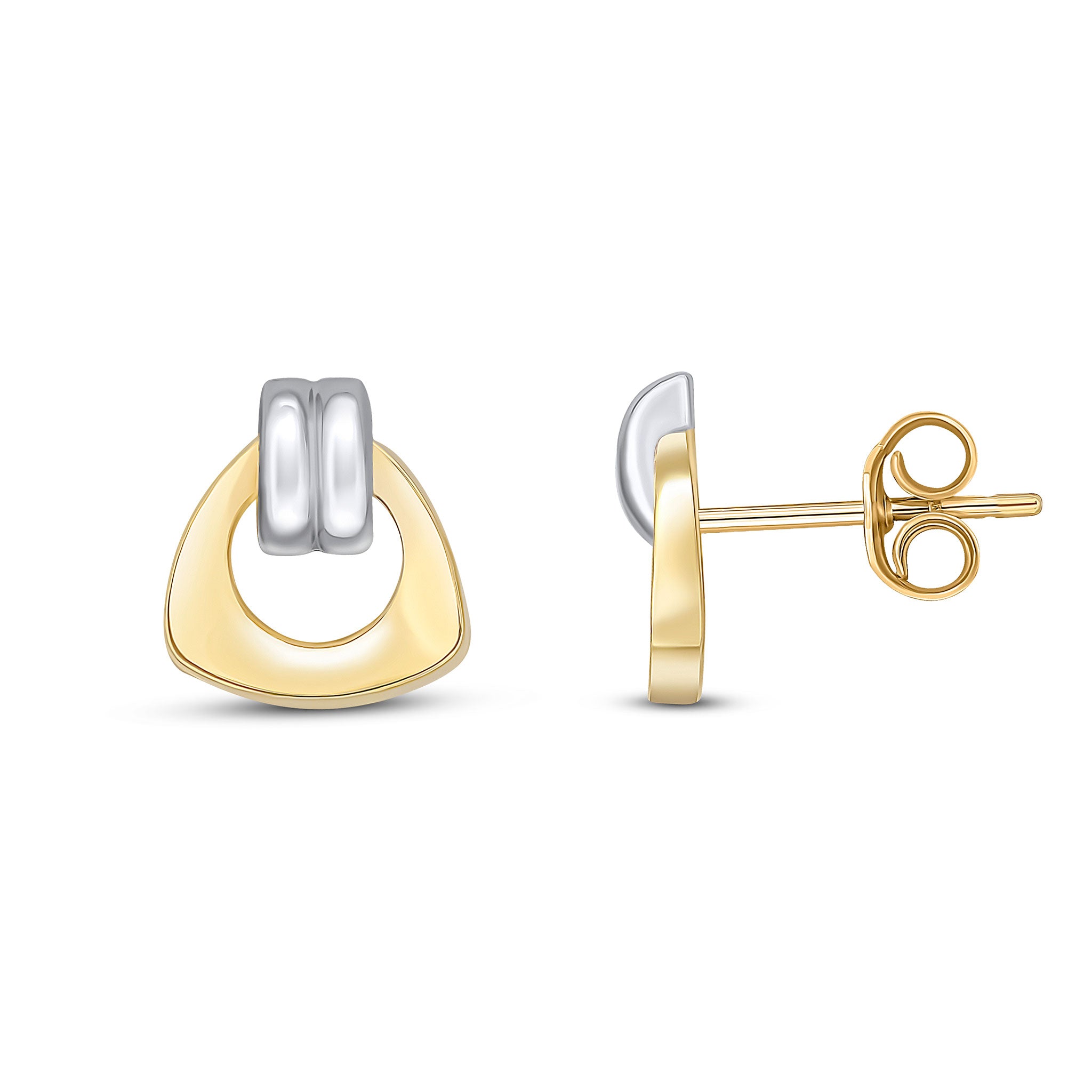 9ct Yellow And White Gold 'Doorknocker' Stud Earrings