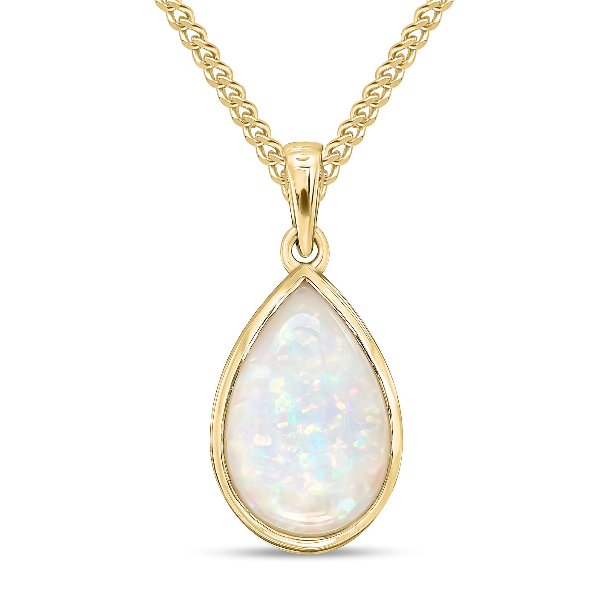 9ct Yellow Gold 14x9 Pear Shape Opal Rubover Pendant