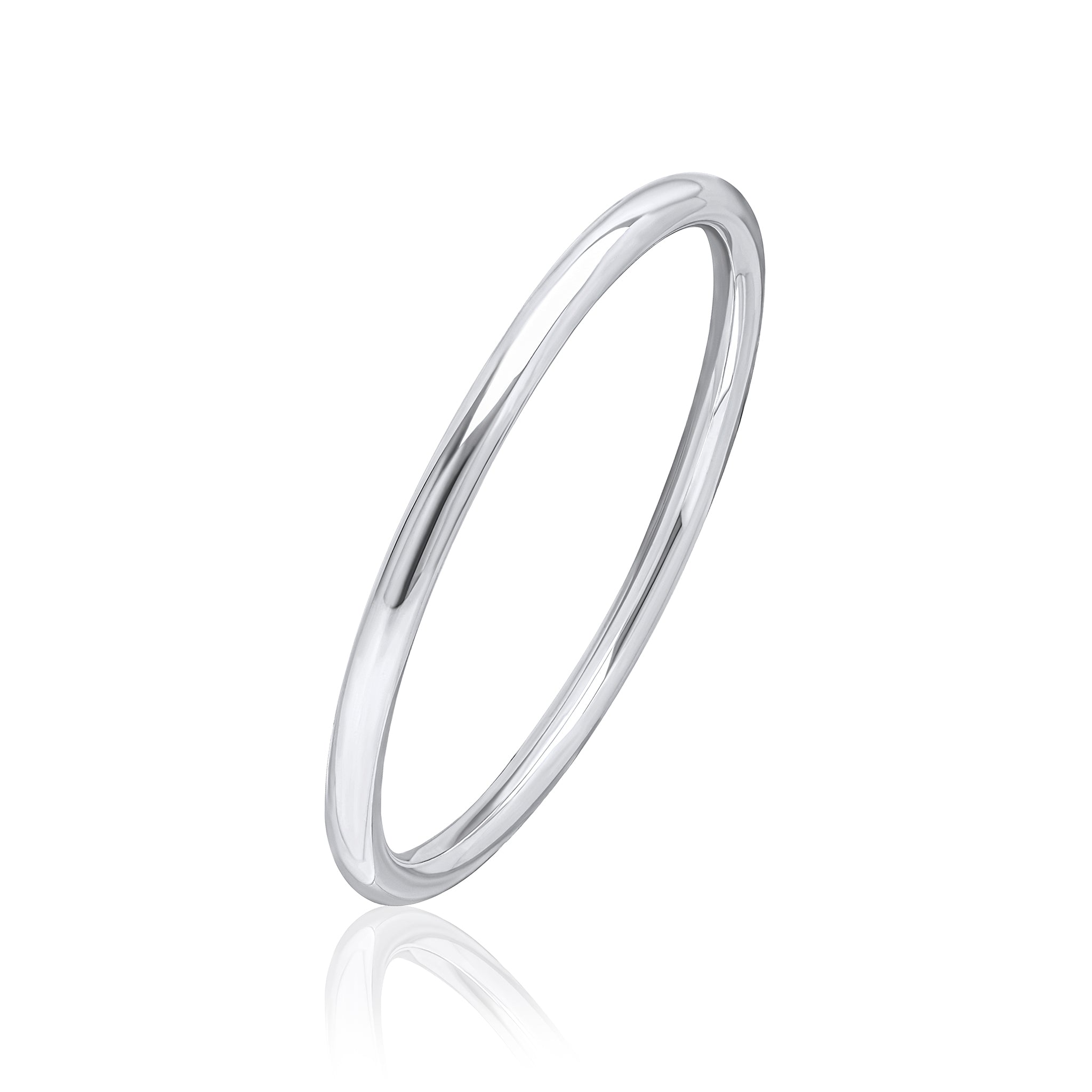 925 Sterling Silver Polished Round Solid Bangle, 5mm