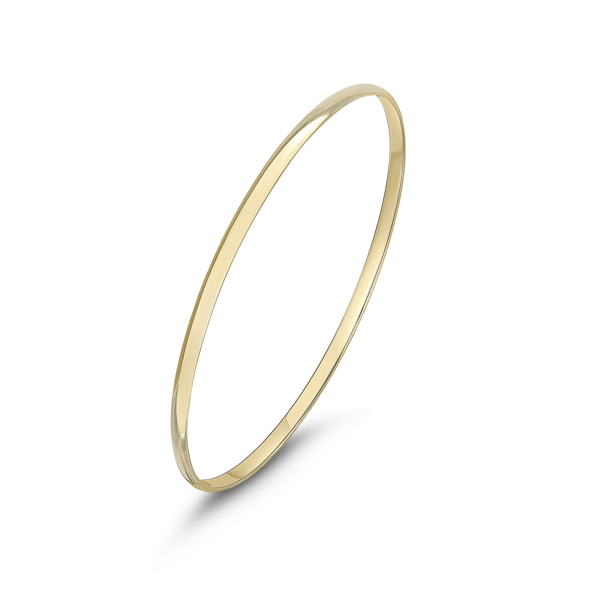 9ct Yellow Gold 3mm D-Shape Solid Slave Bangle 70x57mm