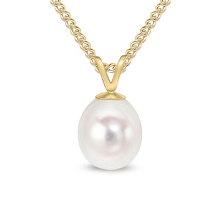 9ct yellow gold 8mm cultured freshwater pearl Drop Pendant