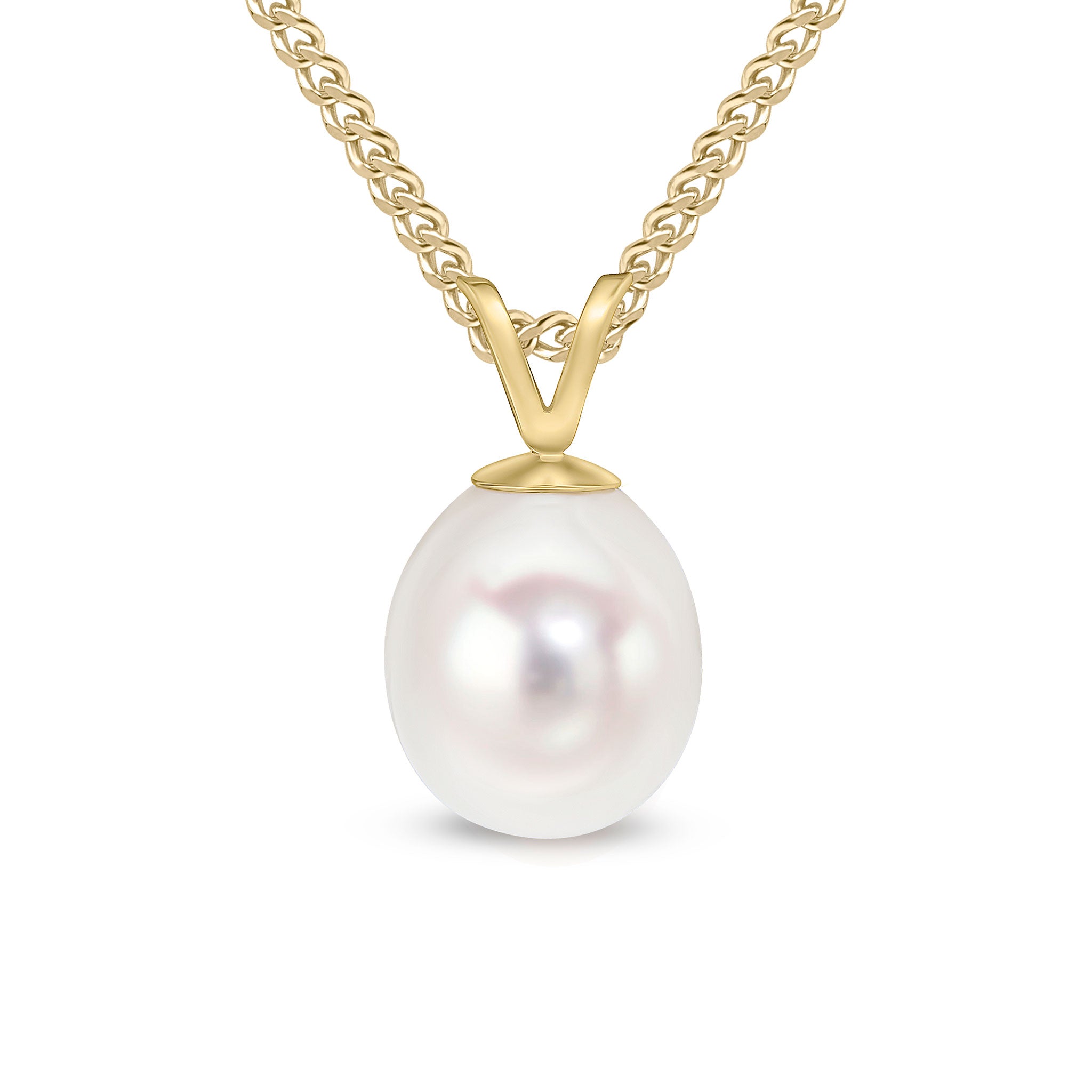 9ct yellow gold 8mm cultured freshwater pearl Drop Pendant