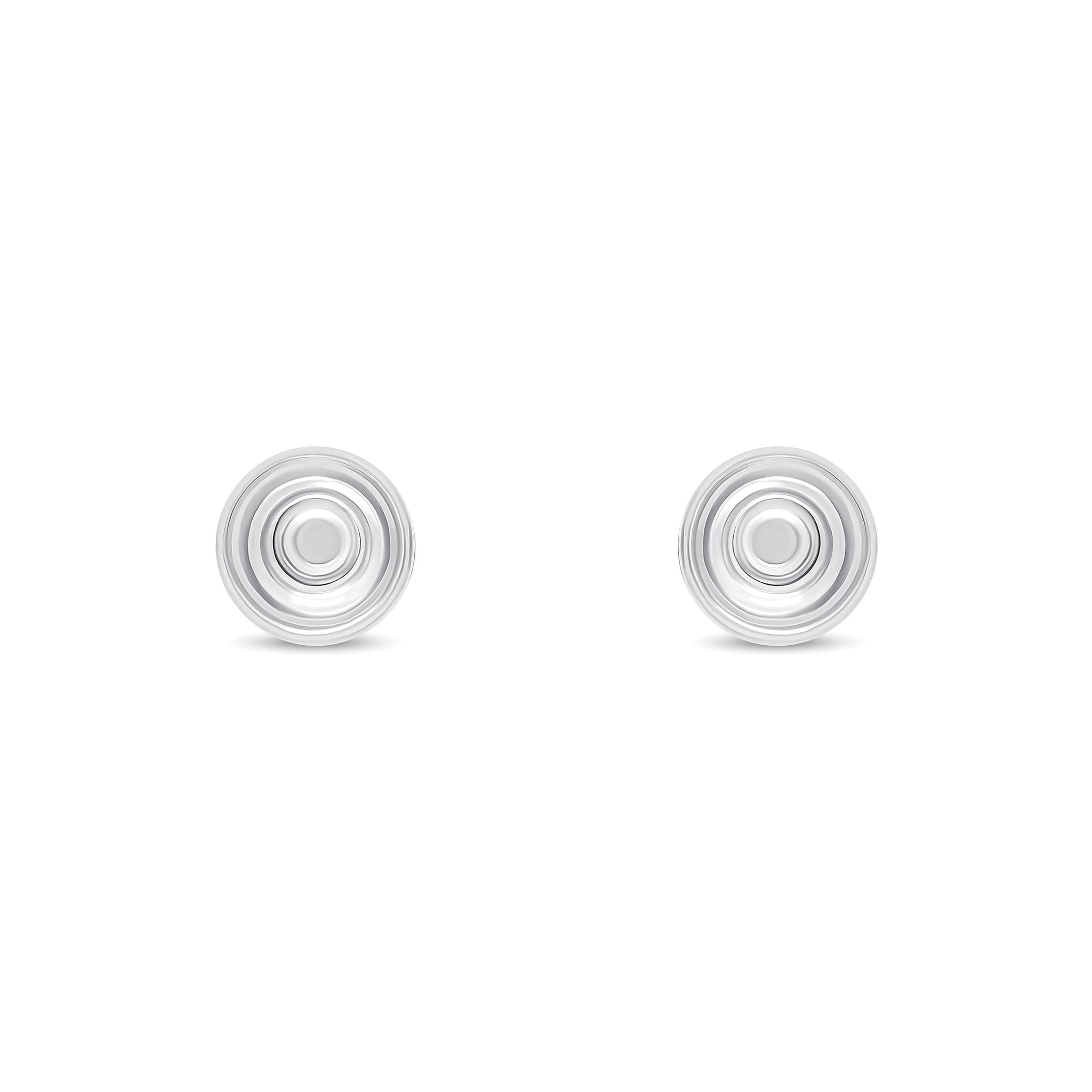 9ct White Gold Striped/Polished 7mm Ball Stud Earrings