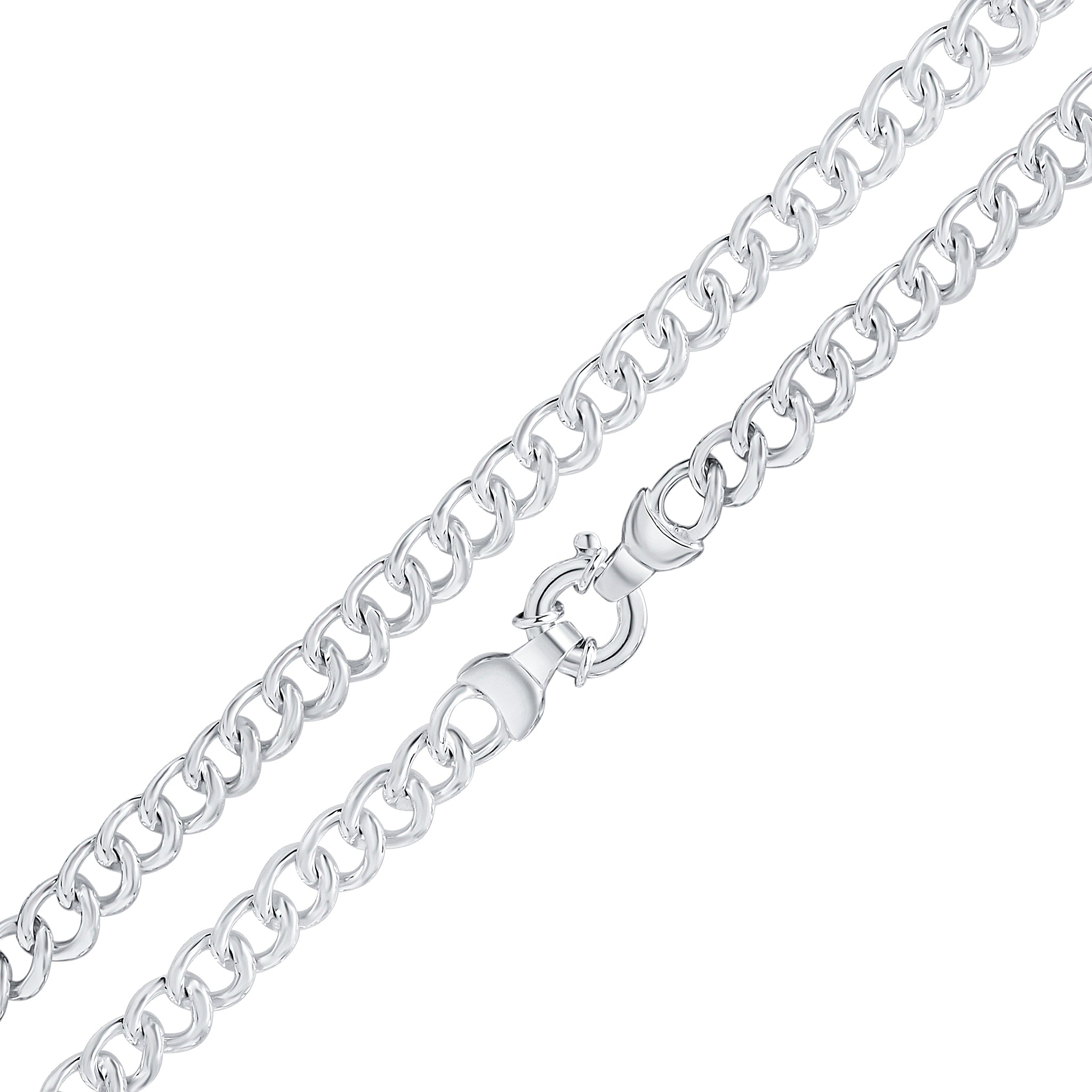 Silver 8mm Curb 8" Bolt Ring