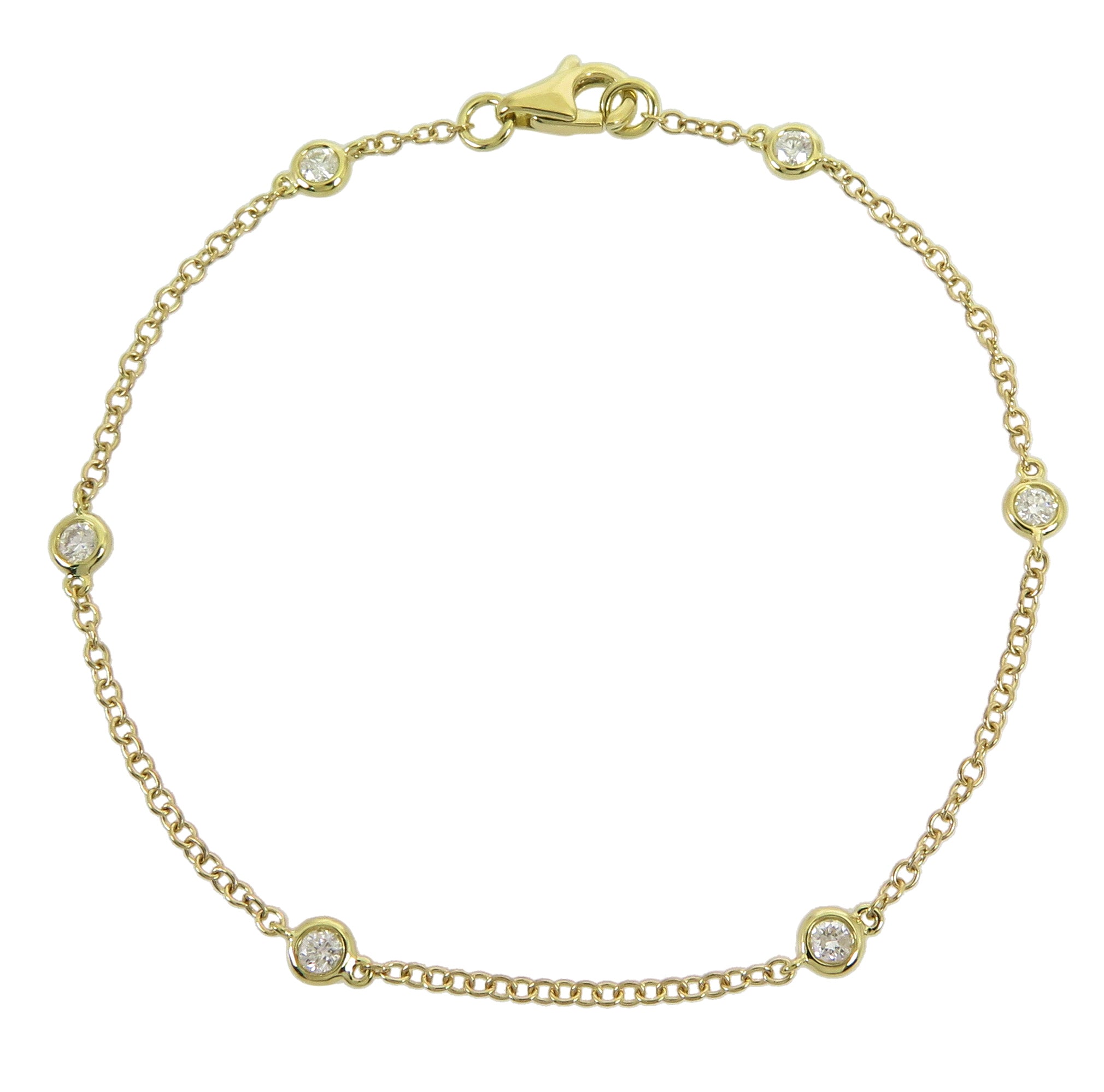 18ct Yellow Gold Round Diamond Spec Set Chain Bracelet