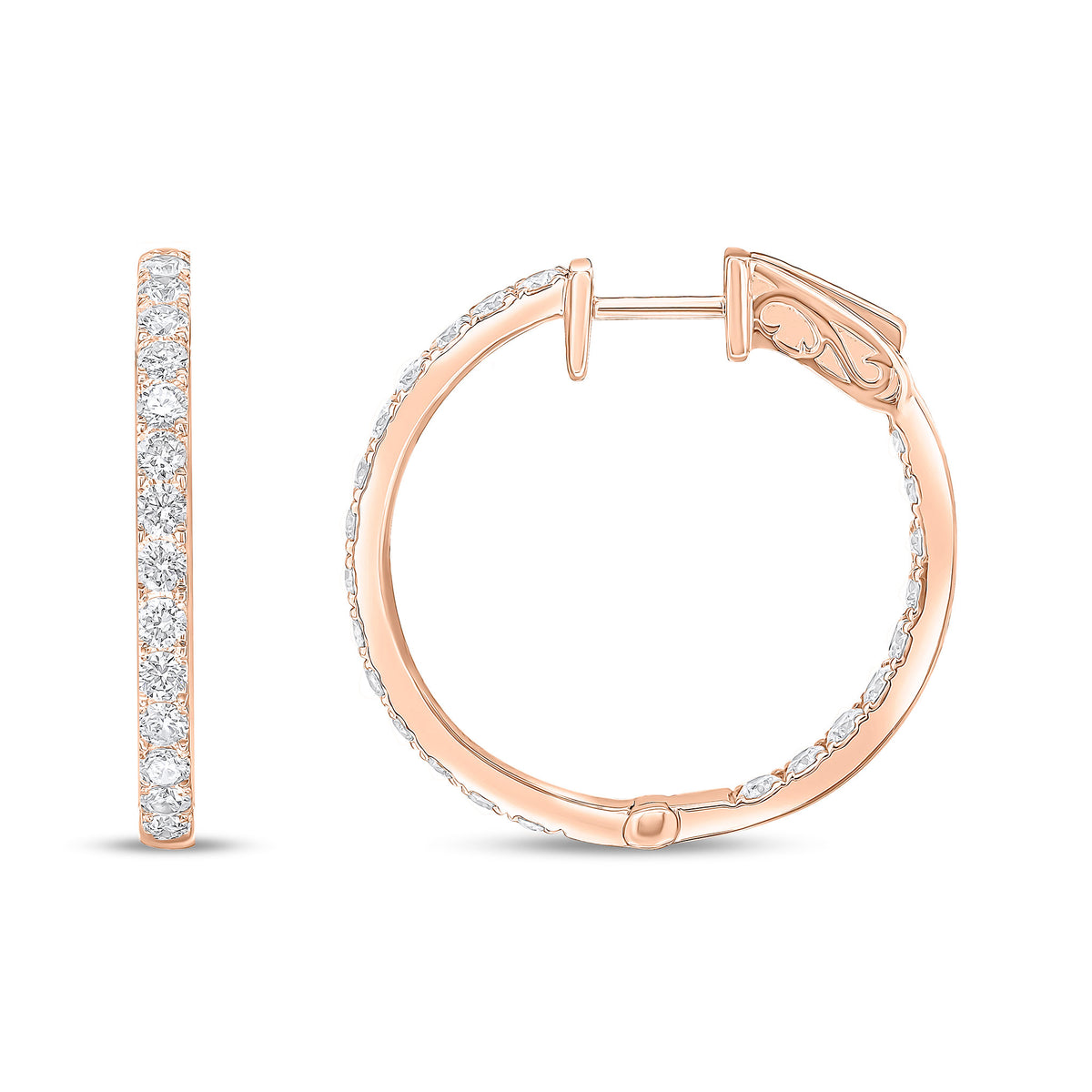 18rg Diamond Claw Hoop Earrings