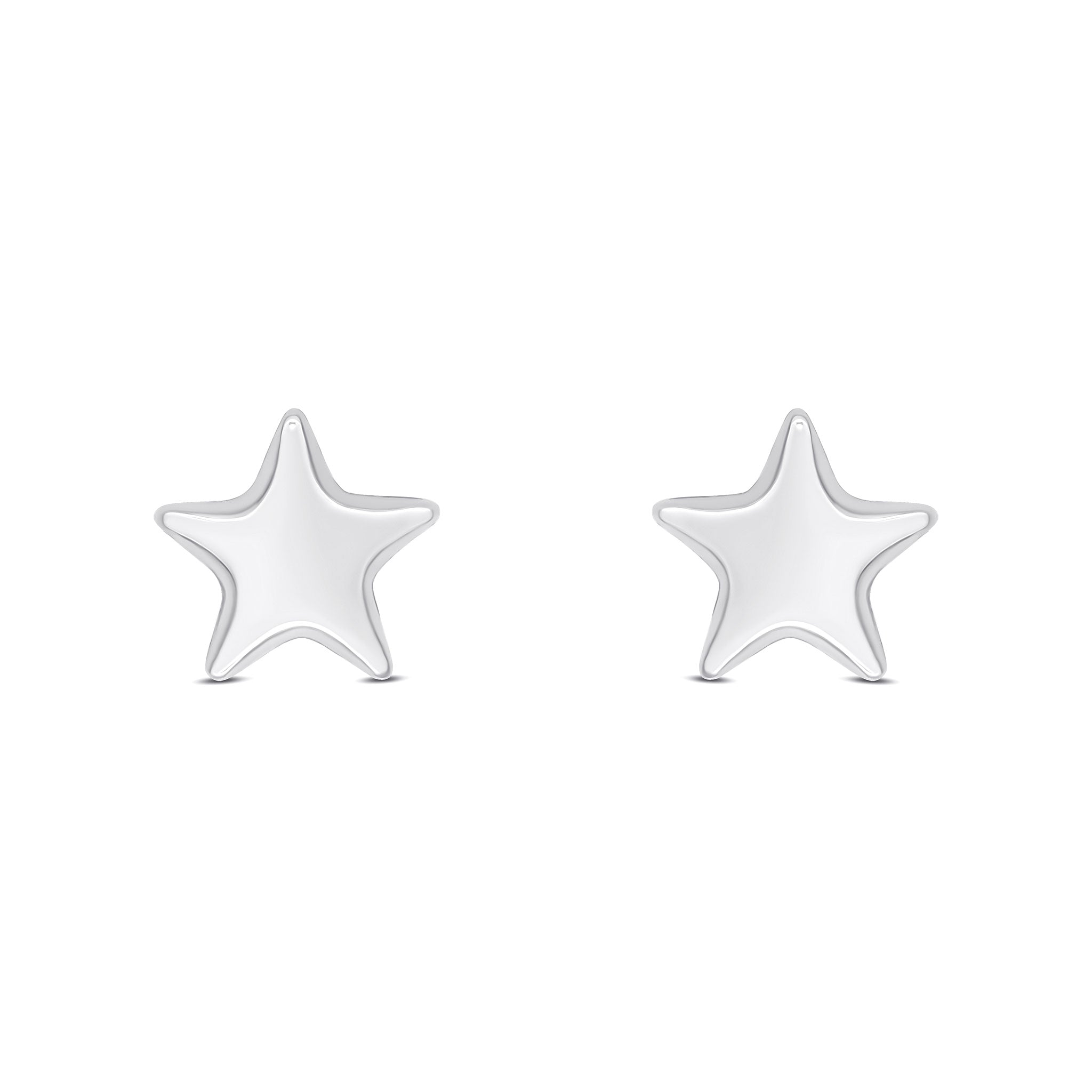 9ct White Gold Polished Finish 9mm Star Stud Earrings