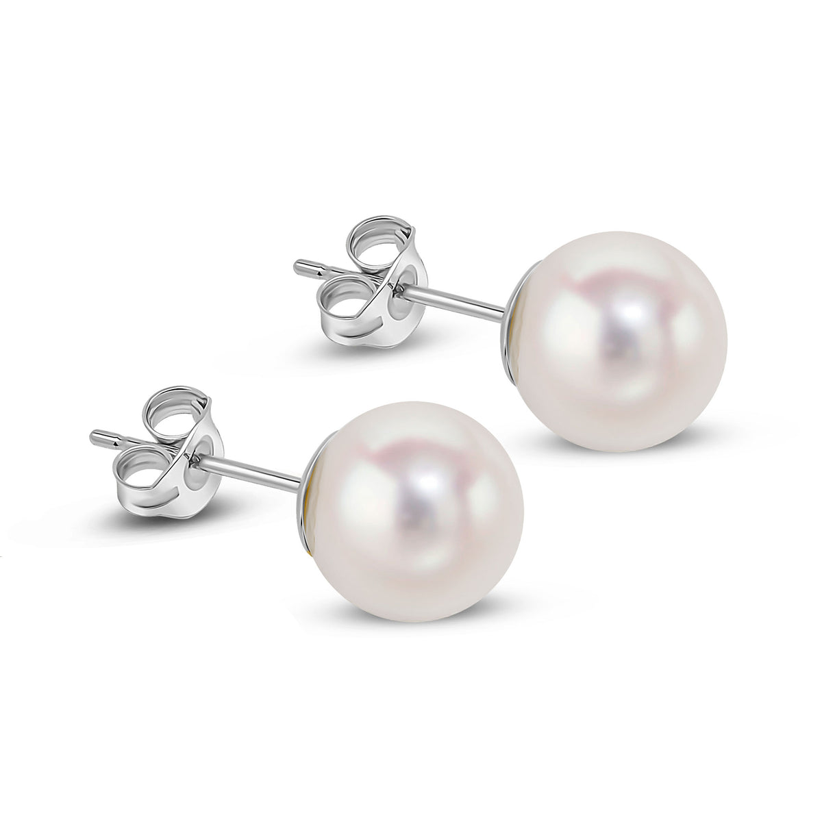 18wg 8-8.5mm Akoya Pearl Stud Earrings