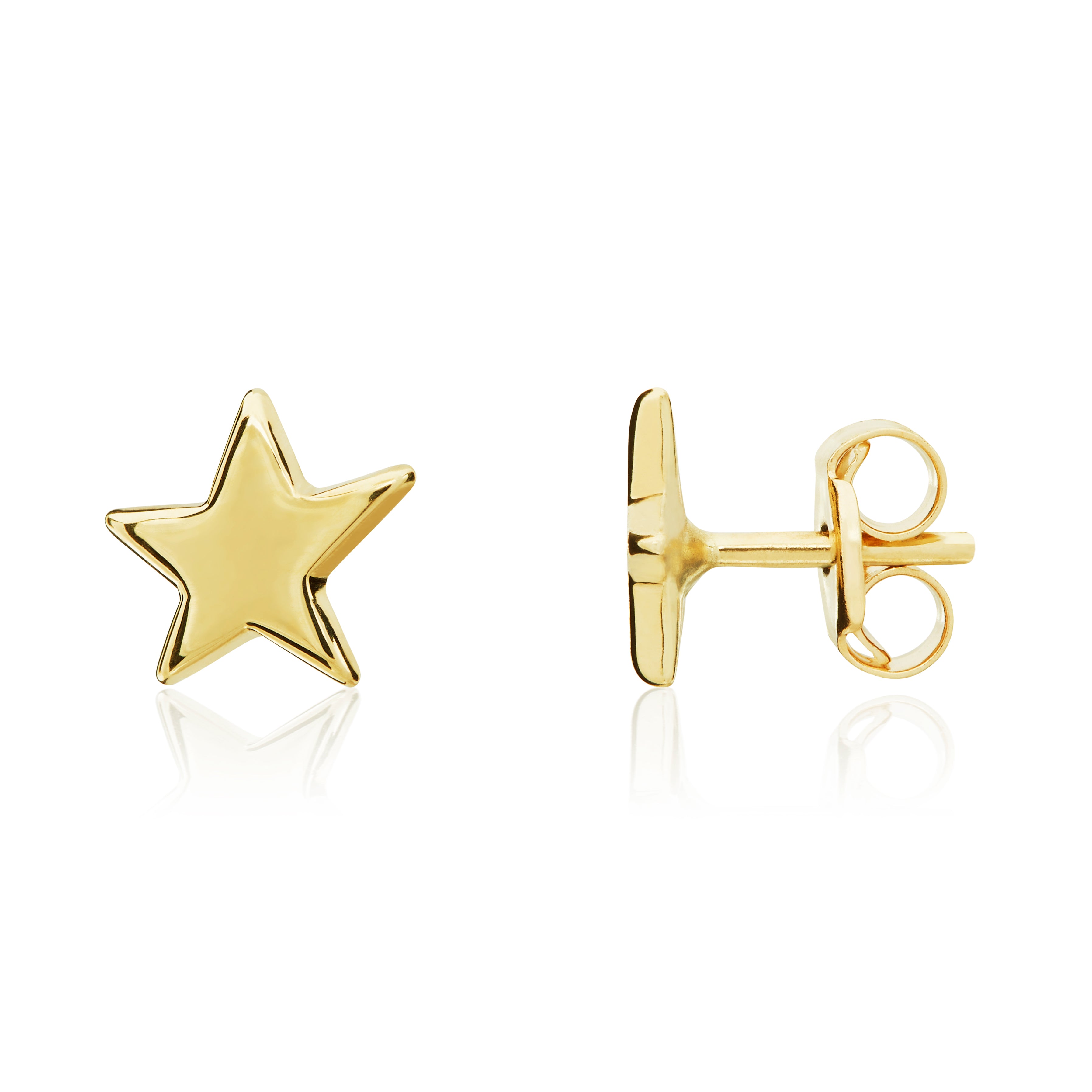 9ct Yellow Gold Polished Flat Star Stud Earrings