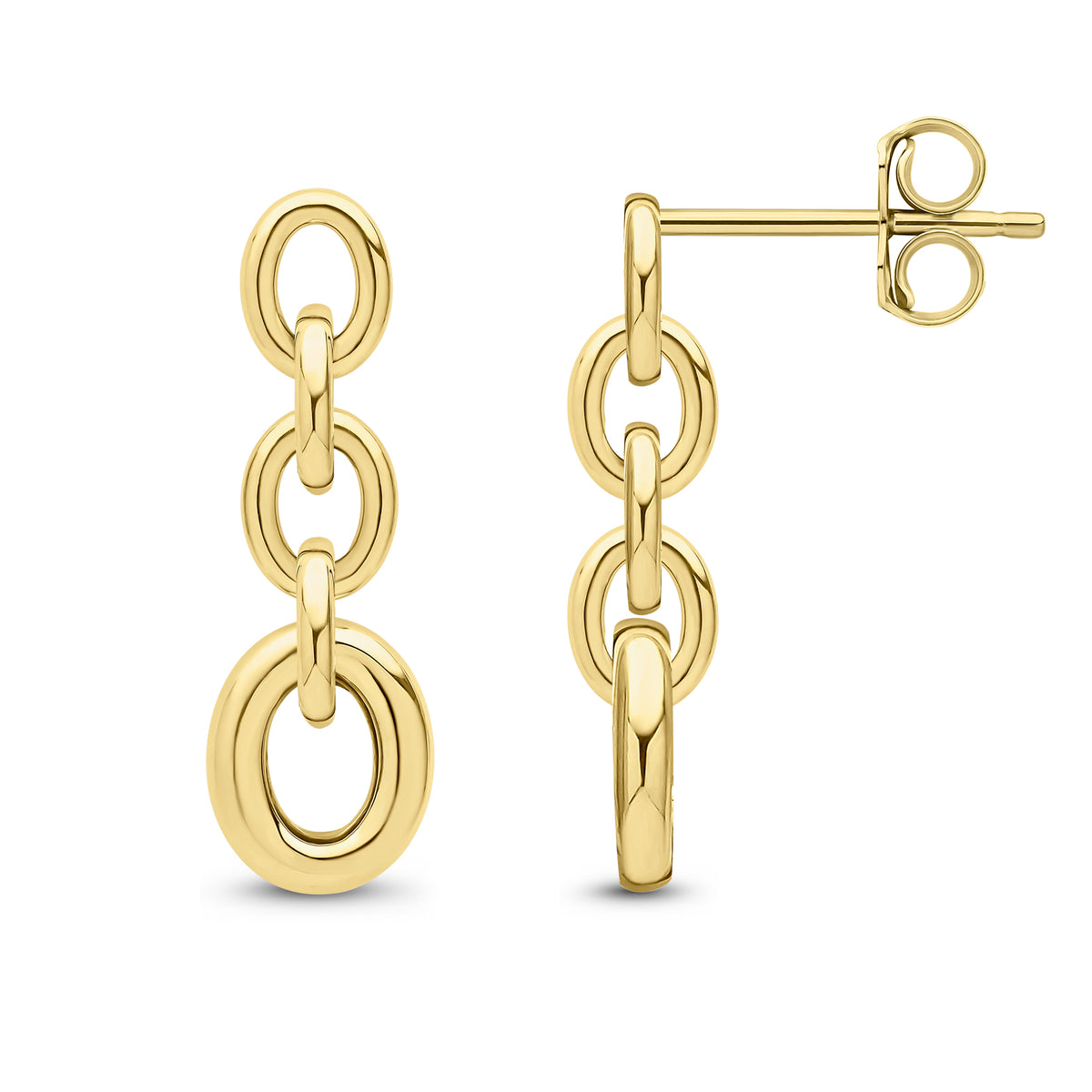 9ct Yellow Gold Oval 5 Link Paperchain Drop Earrings