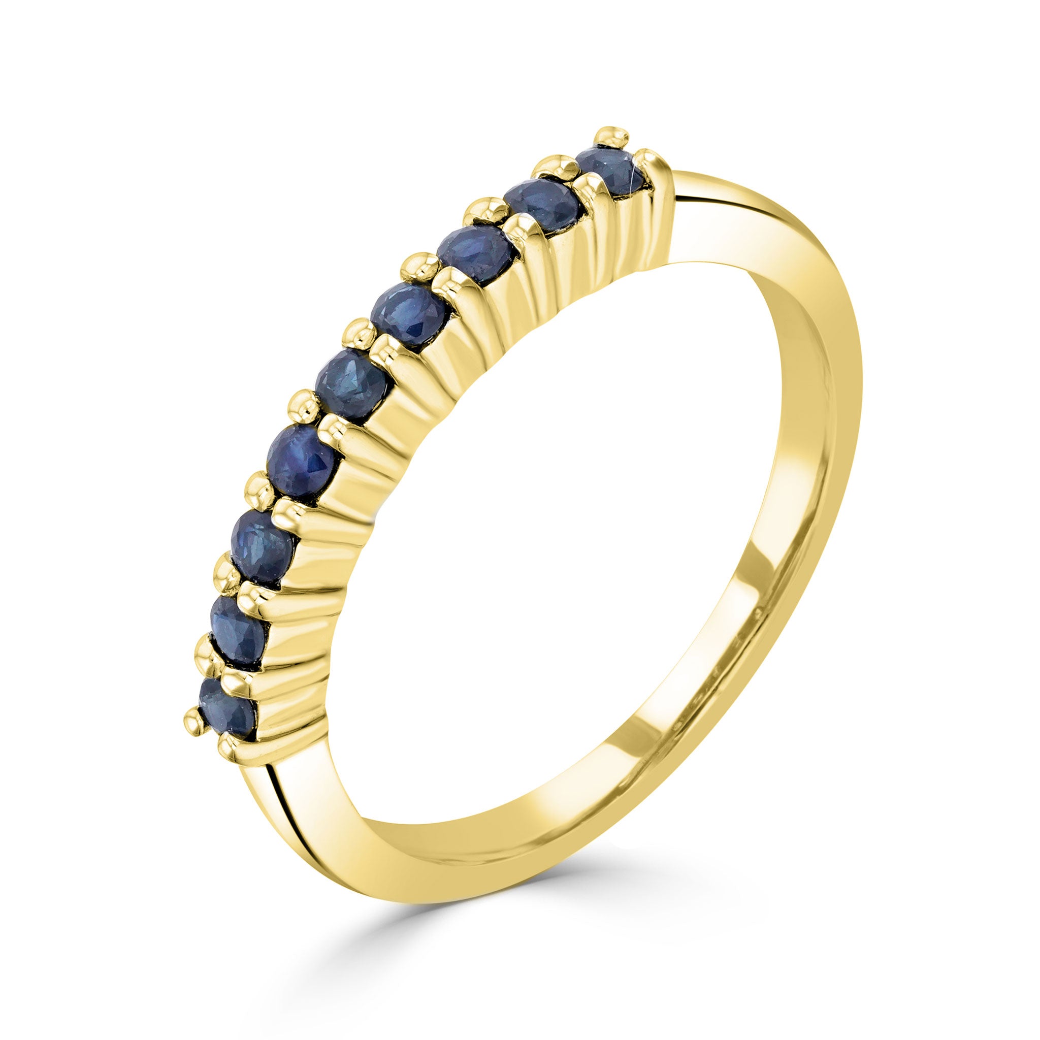 9ct Yellow Gold Round Sapphire Claw Set 9 Stone Ring