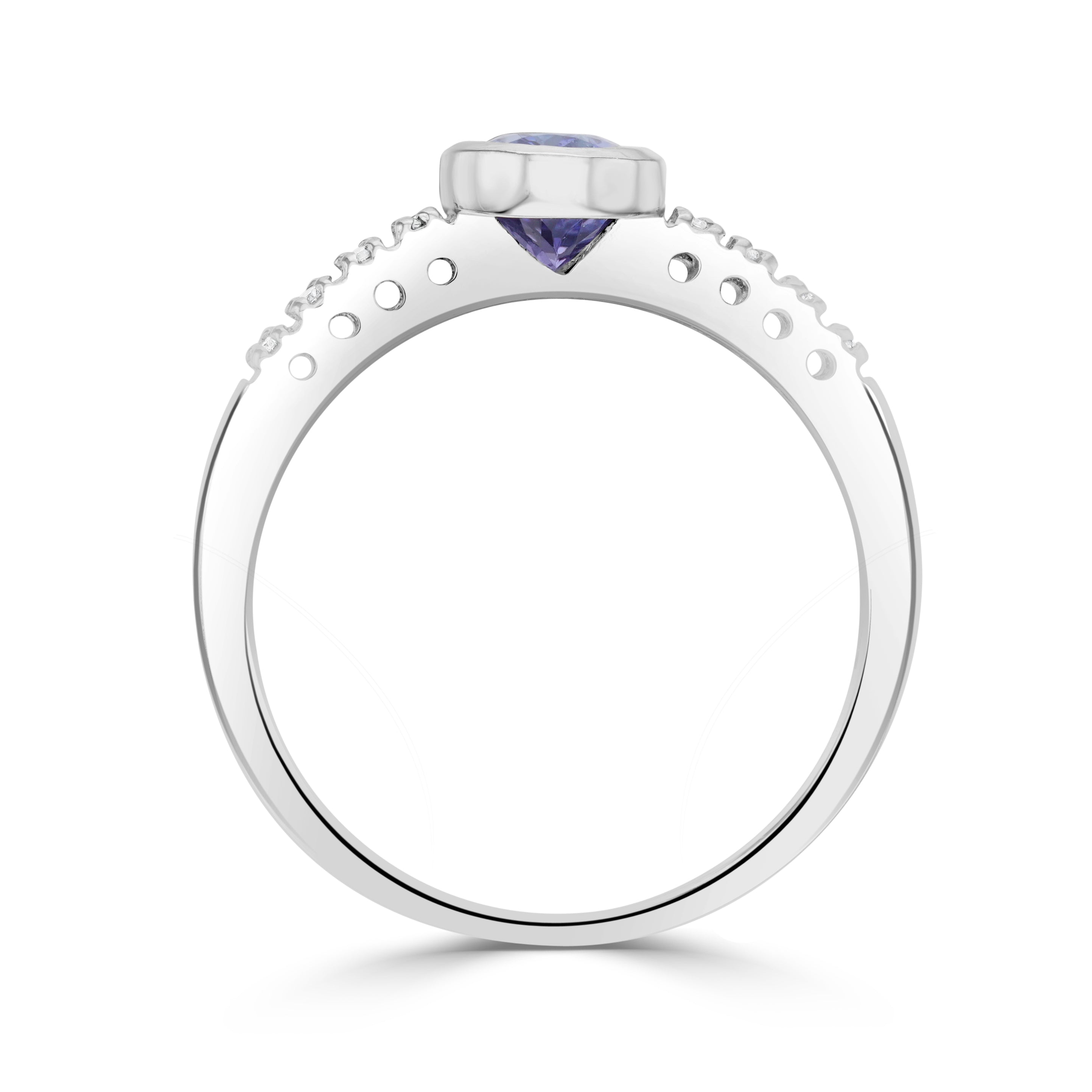9ct White Gold Oval Tanz & Diamond S/S Rose Gold