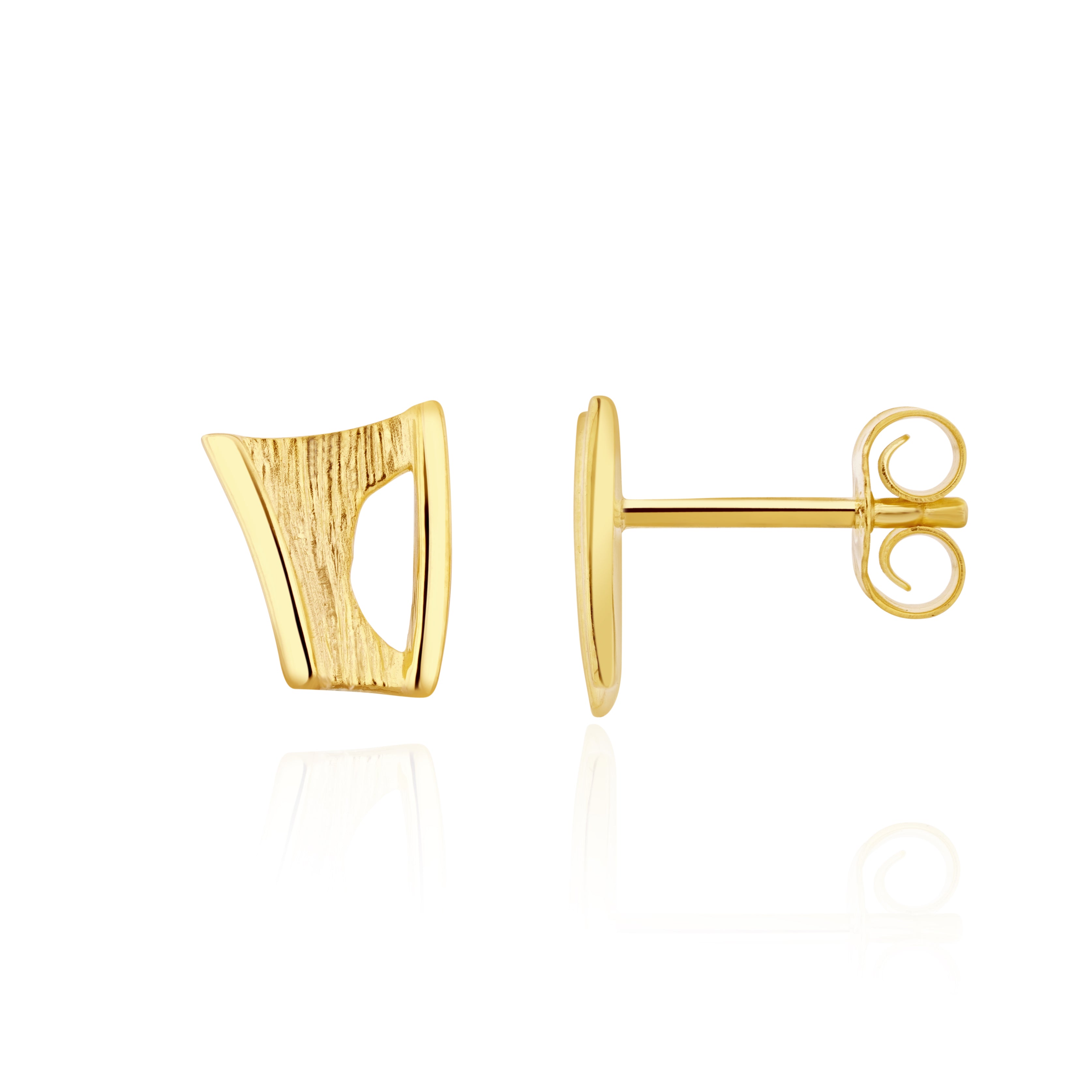 9ct Yellow Gold Polished & Text Fancy Stud Earrings