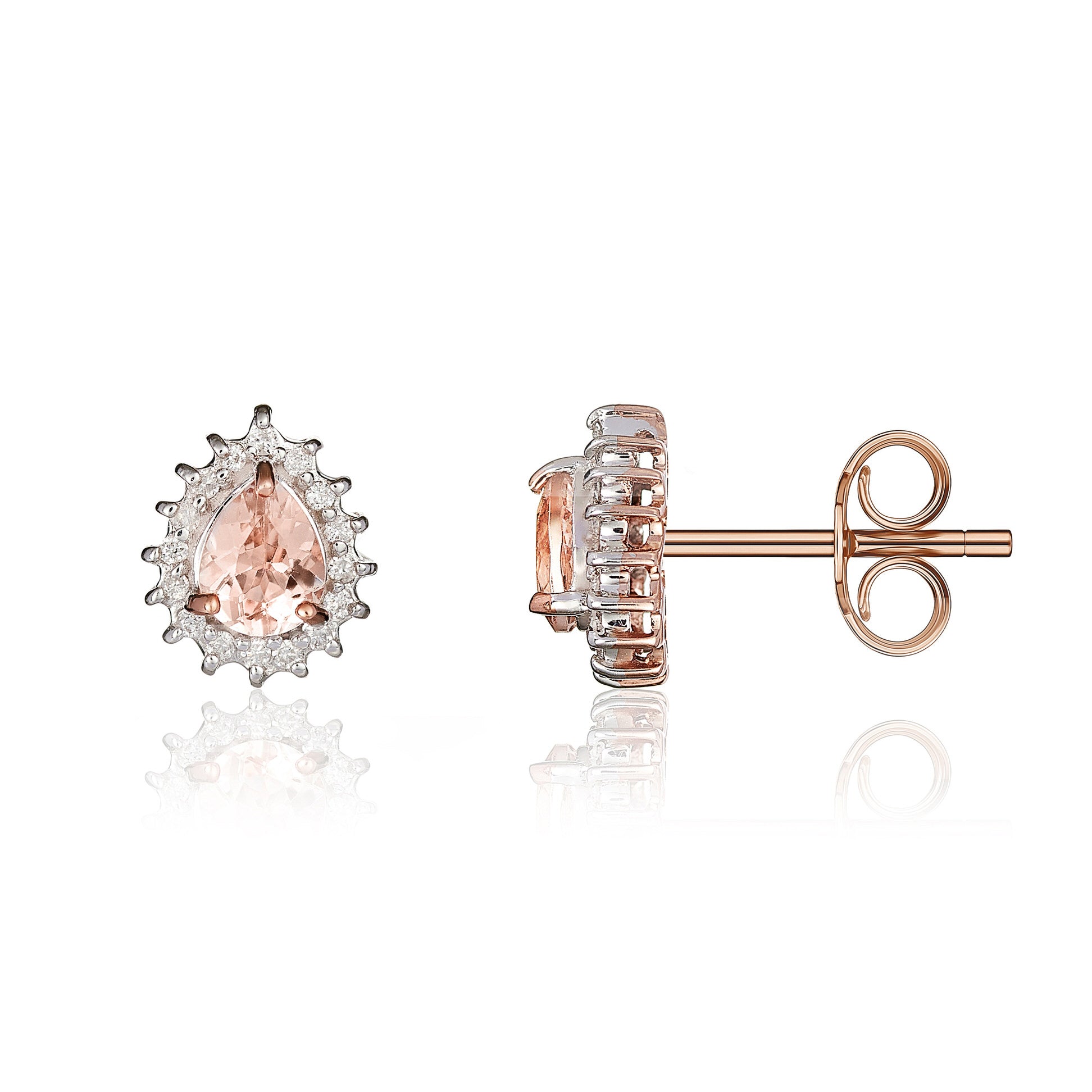 9ct rose gold pearl morganite & diamond earrings