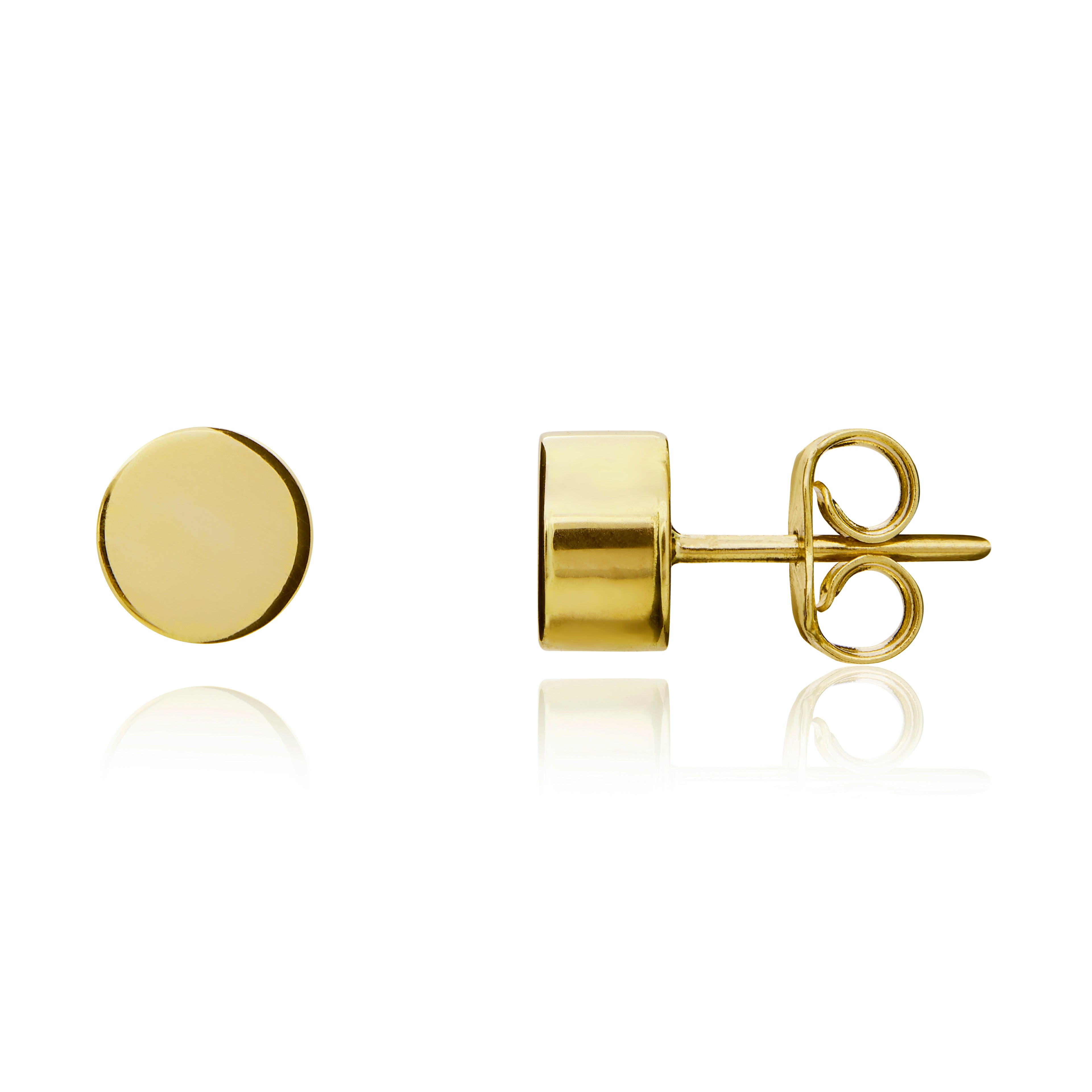 9ct Yellow Gold Polished Circle Gold Earrings 6mm