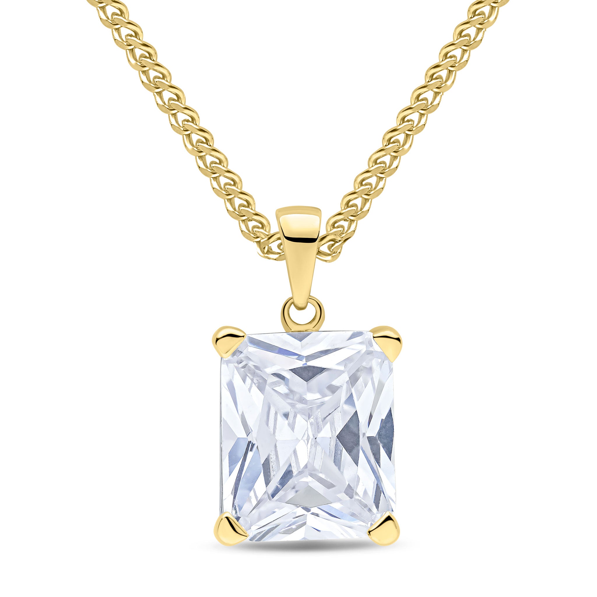 9ct Yellow Gold 12x10 Octagon CZ Claw Set Pendant