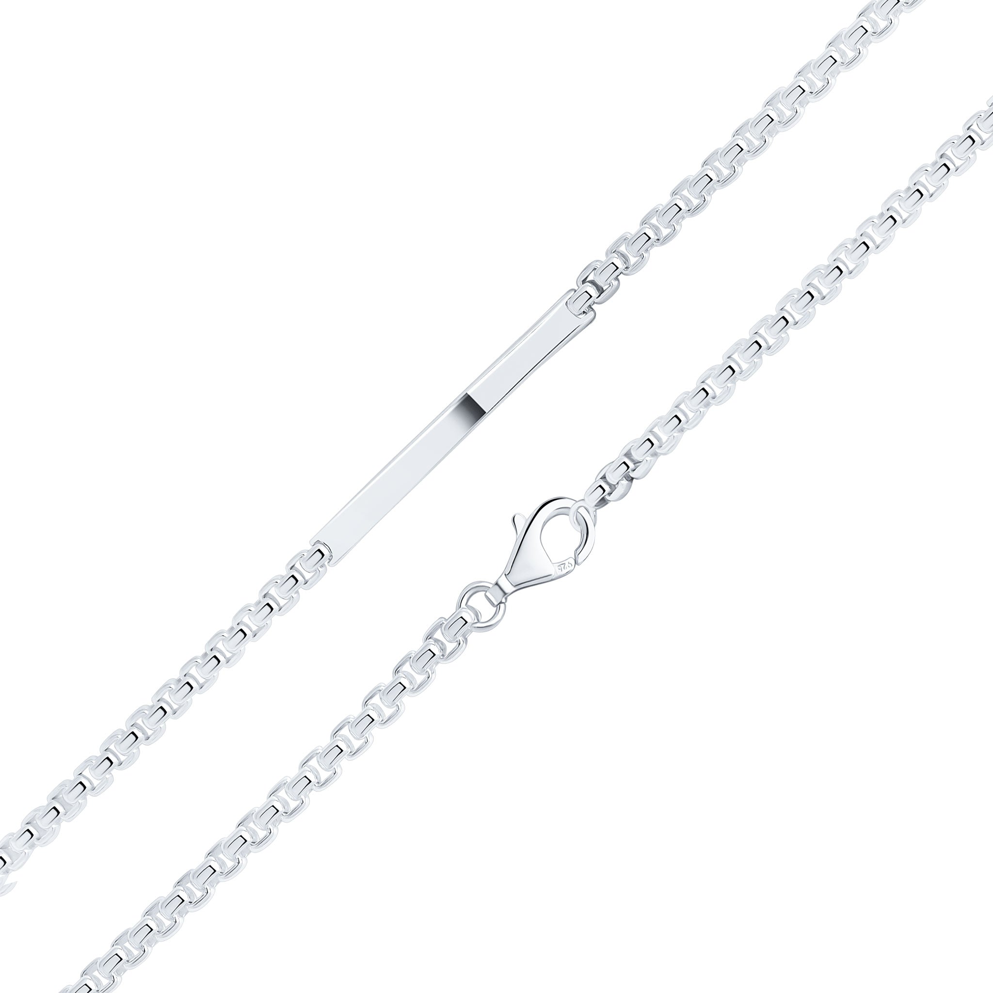 Silver 4mm Rounded Box Gents Polished Bar ID Bracelet