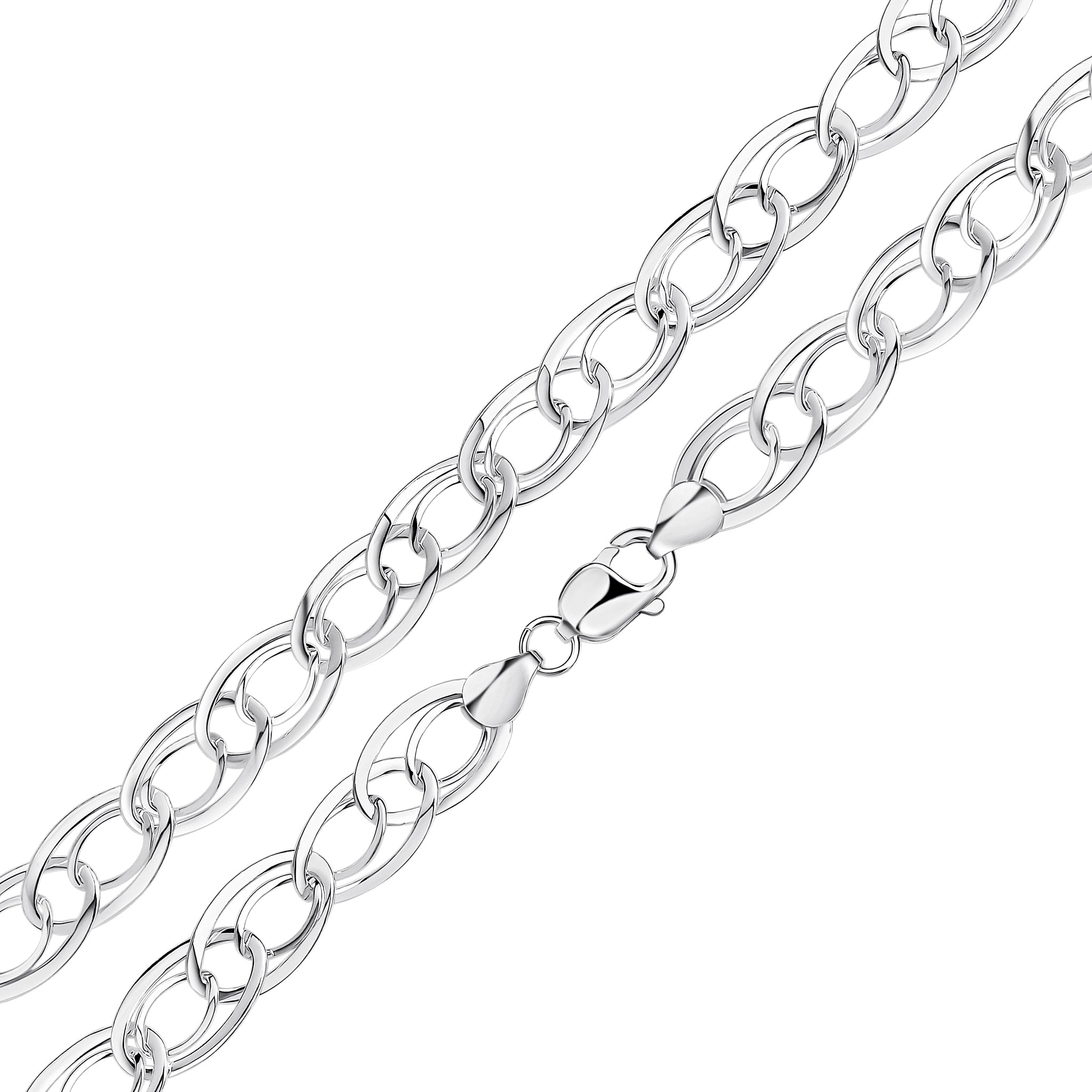 Silver Large and Small Oval Lightweight 7.5"