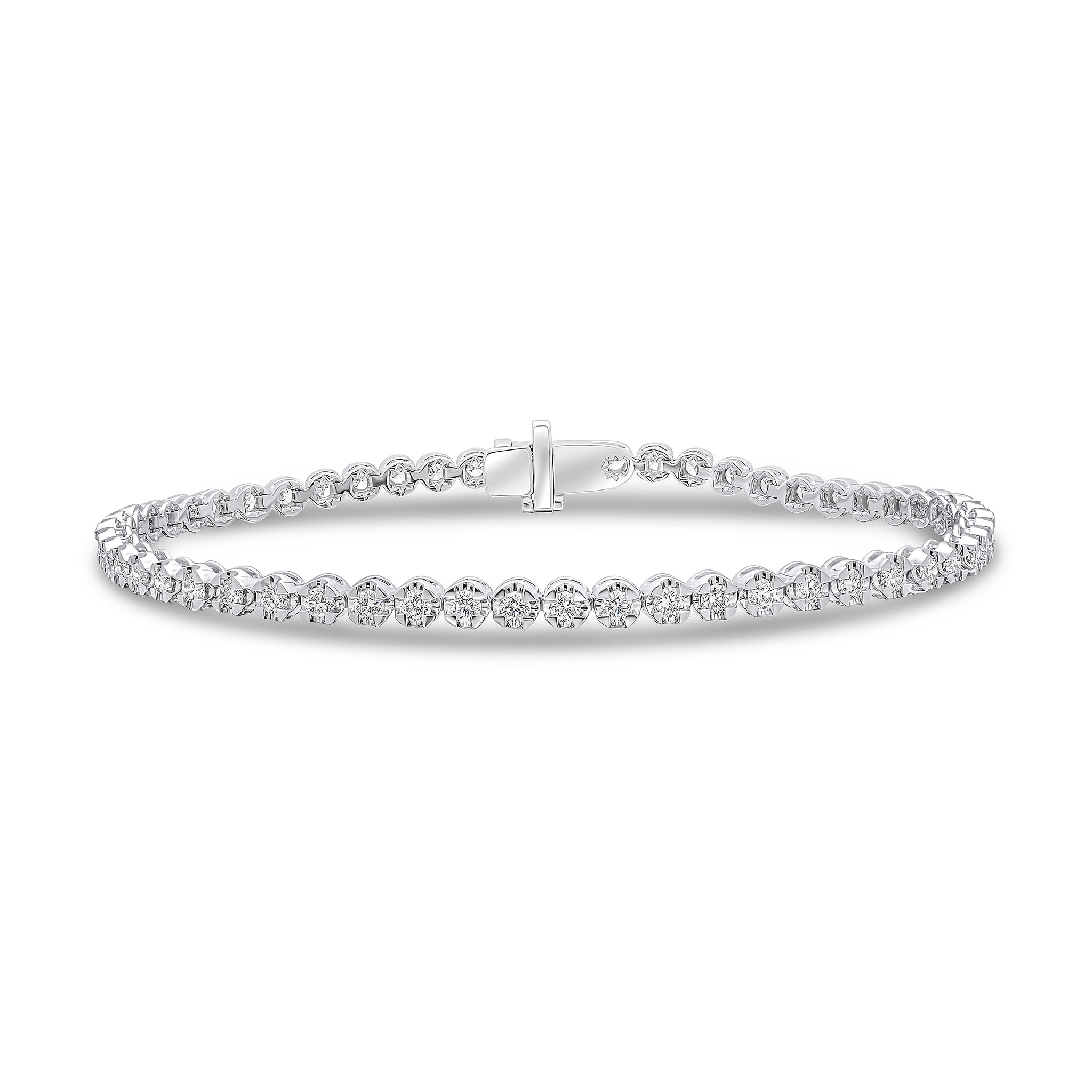 18ct White Gold Brill Diamond Claw Set Line Bracelet 2ct