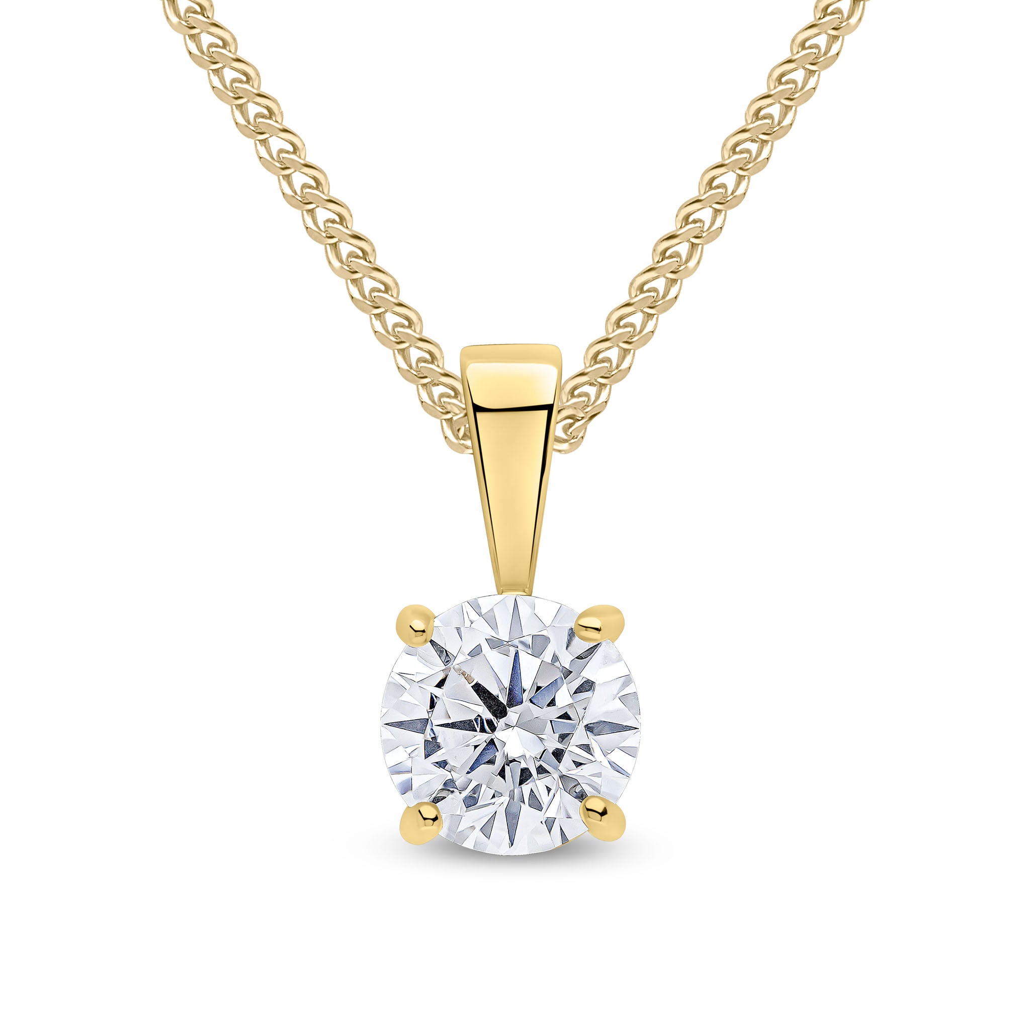 9ct Yellow Gold 6mm Round CZ 4 Claw Pendant