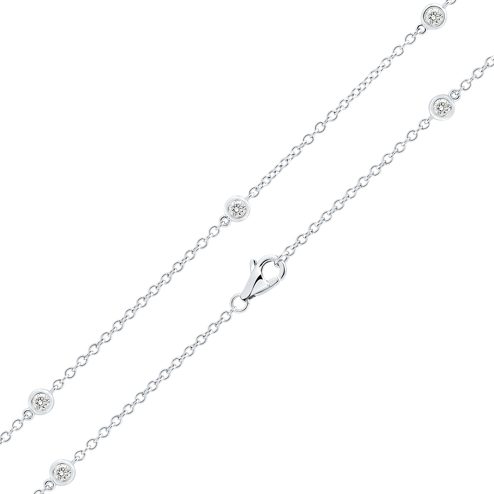 18ct White Gold Round Diamond Spec Set Chain Necklace 20"