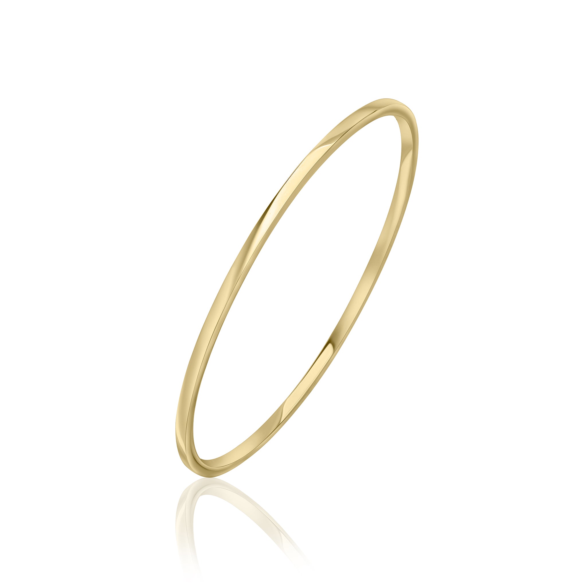 9ct Yellow Gold 2.5mm Flat Solid Slave Bangle 70x57mm