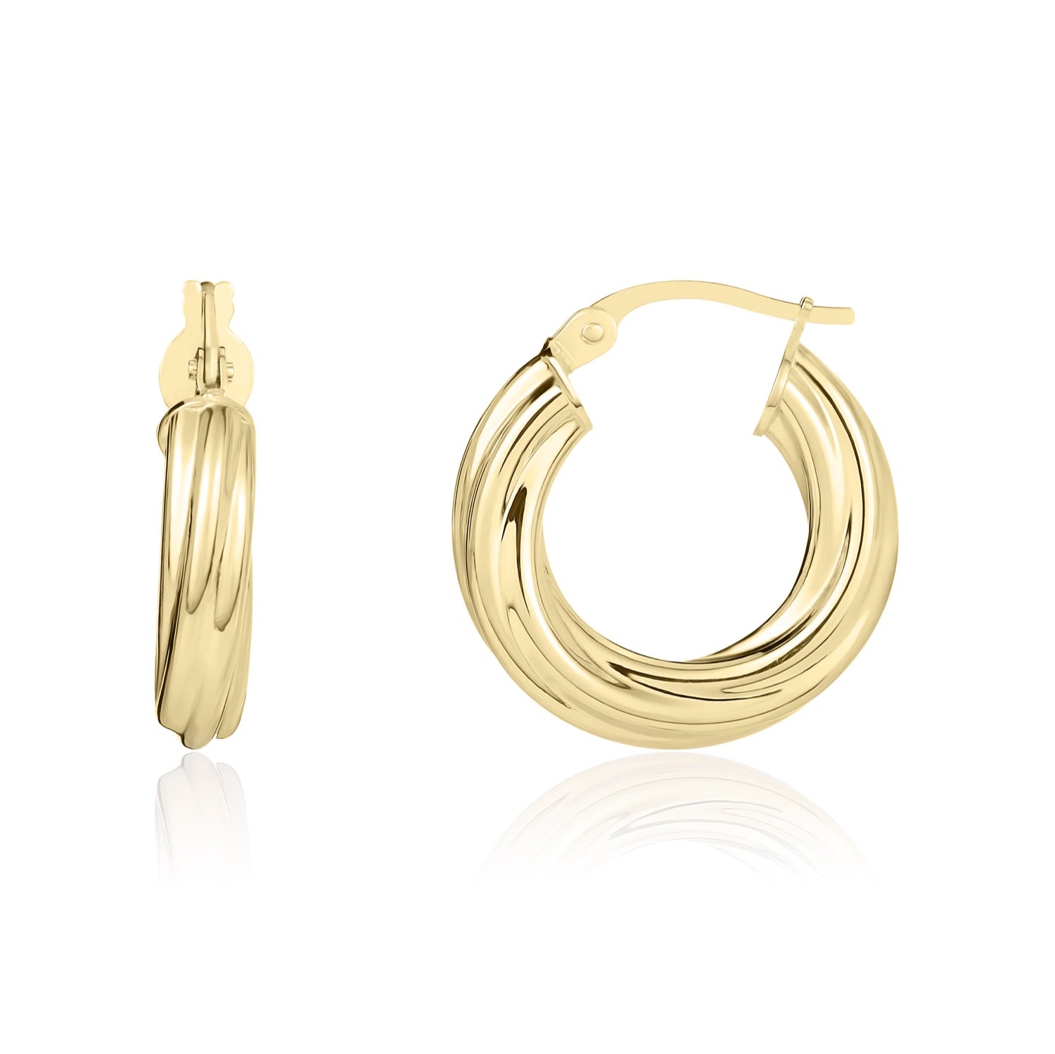 18ct yellow gold 3mm Twist Hoop Earrings 16mm Diameter