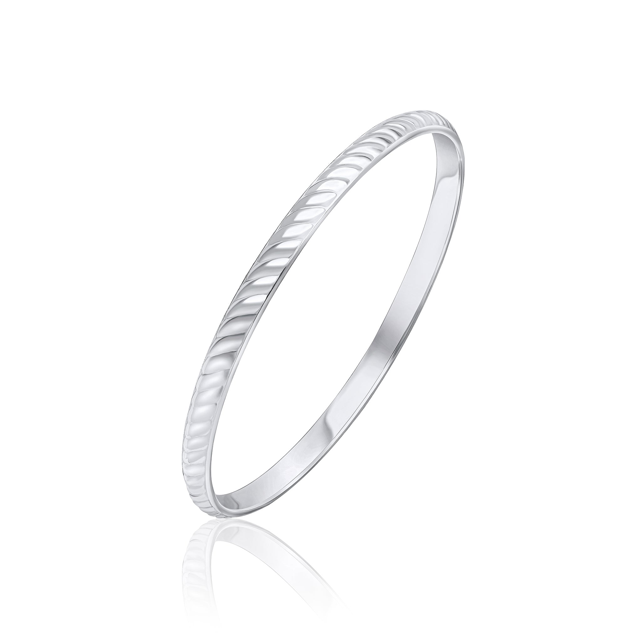 Silver 5mm Court Bangle with Rope Pattern