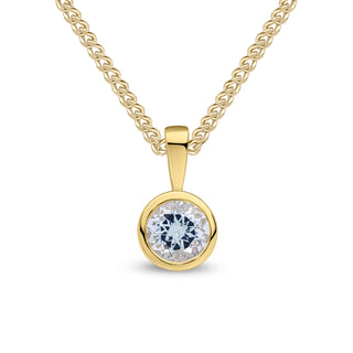 9ct yellow gold 6mm Round aquamarine rubover pendant