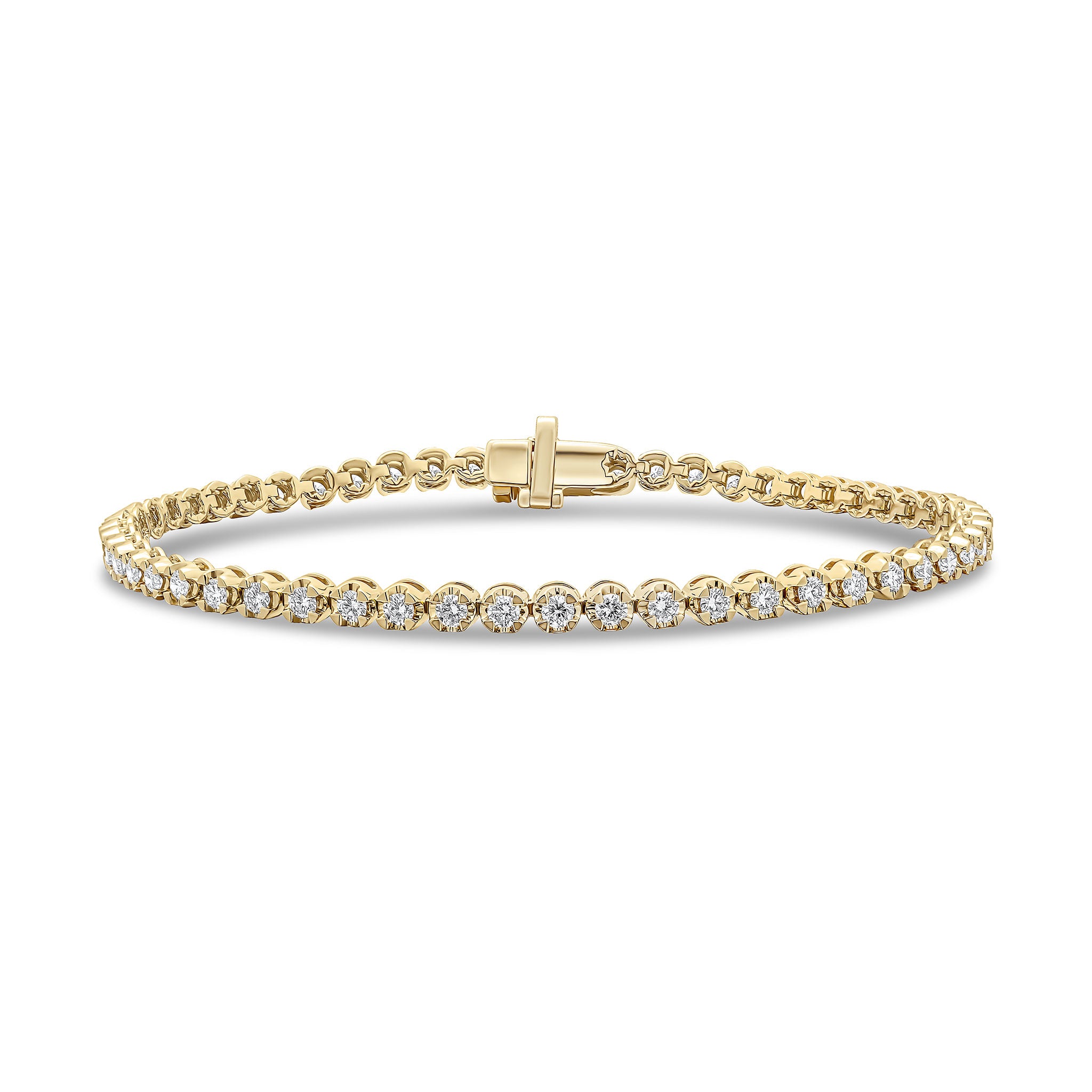 18ct Yellow Gold Brilliant Cut Diamond Claw Set Line Bracelet 2ct