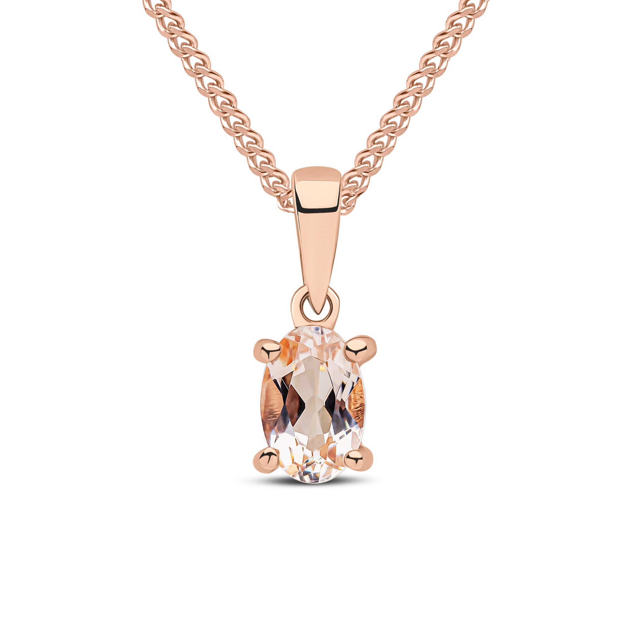 9ct Rose Gold 6x4 Oval Morganite Claw Set Pendant