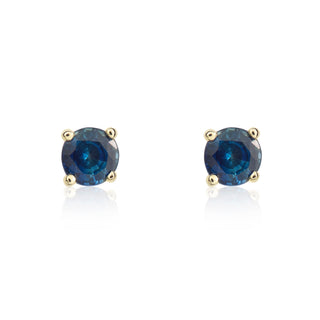 9ct yellow gold 4mm Round Sapphire 4 Claw Earrings