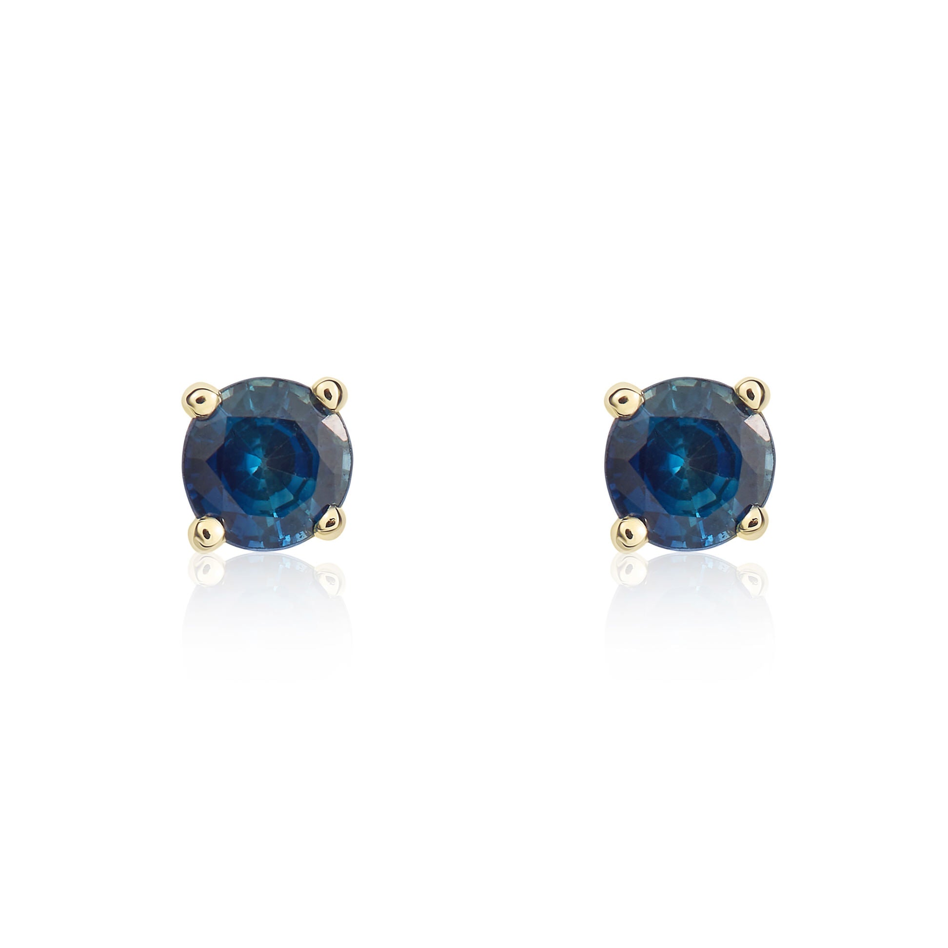 9ct yellow gold 4mm Round Sapphire 4 Claw Earrings