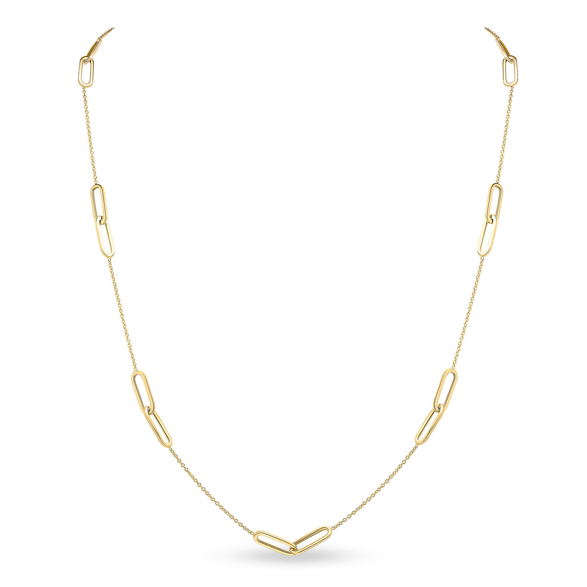 9ct Yellow Gold Chain & Double Open Oval Link Necklace 24 Inch