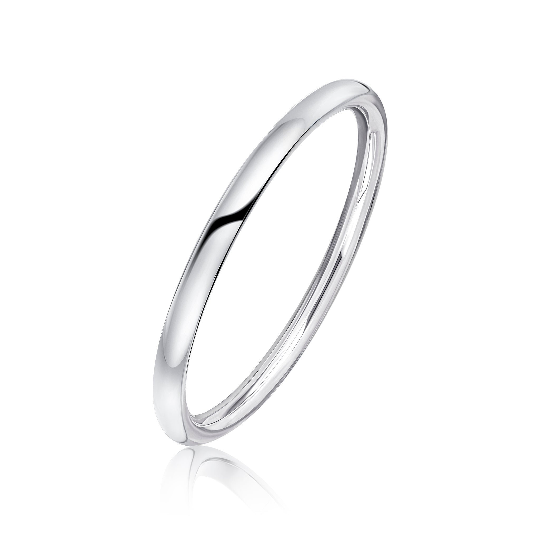 925 Sterling Silver Polished Round Solid Bangle, 6mm