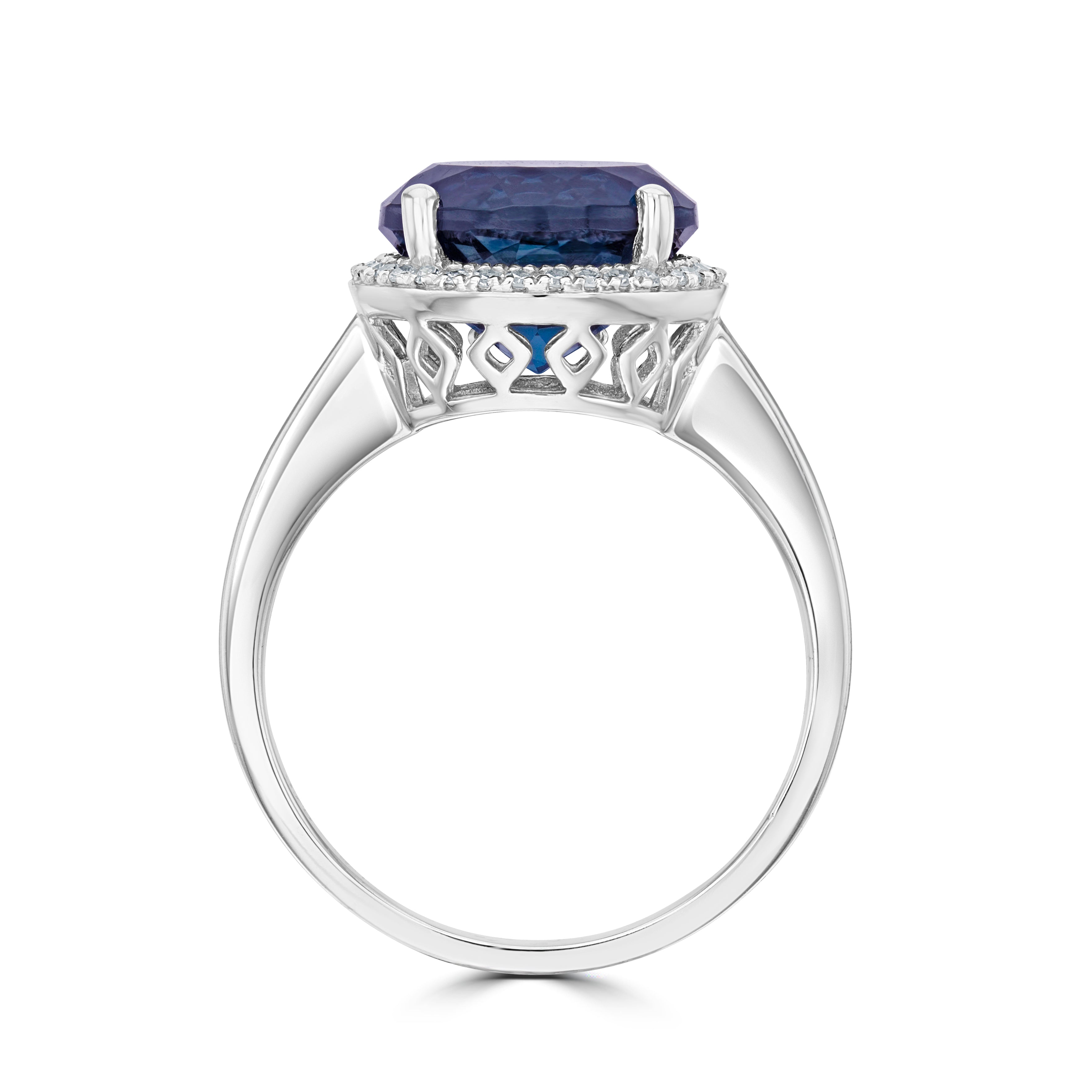 9WG 10MM ROUND LONDON BLUE TOPAZ & DIAMOND CLUSTER RING 1