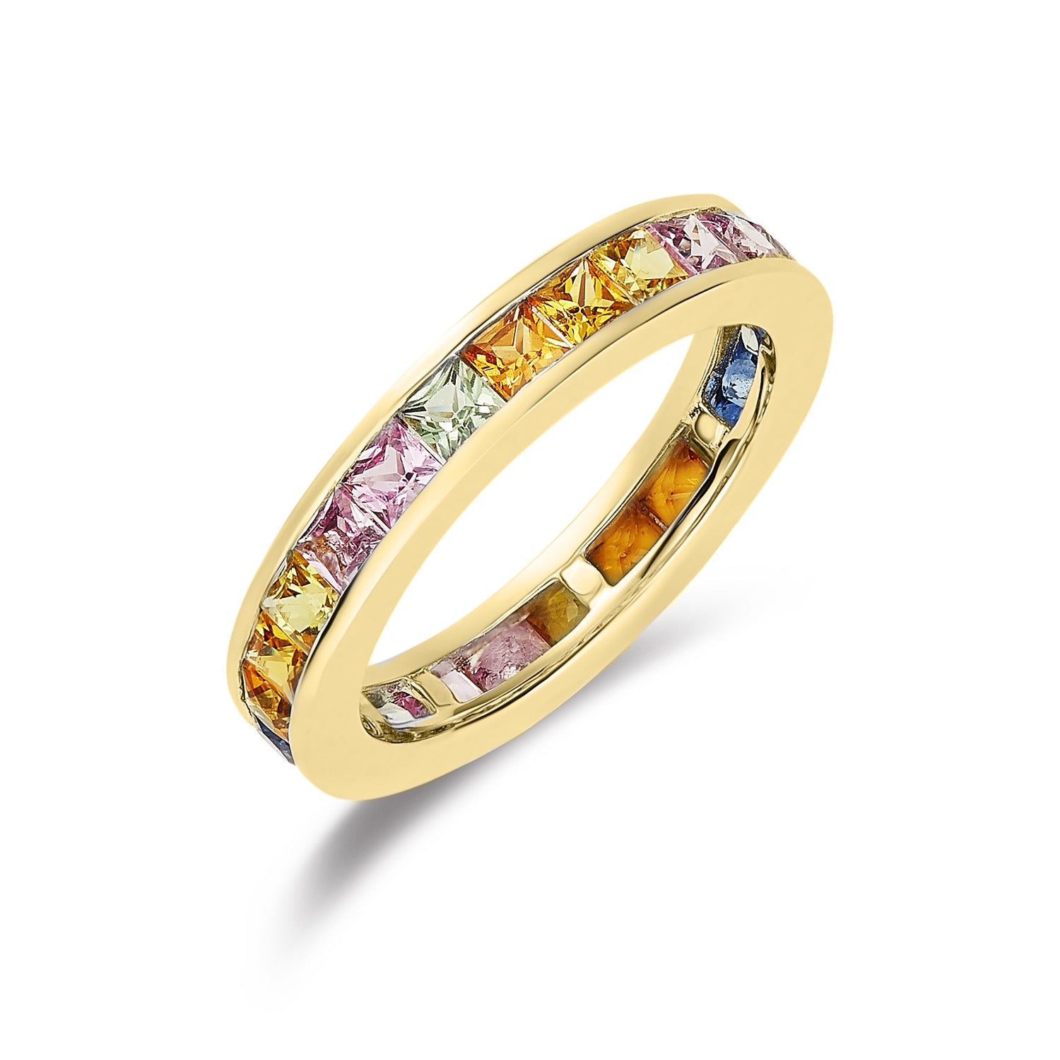 9ct Yellow Gold Square Multi-Sap Full Et