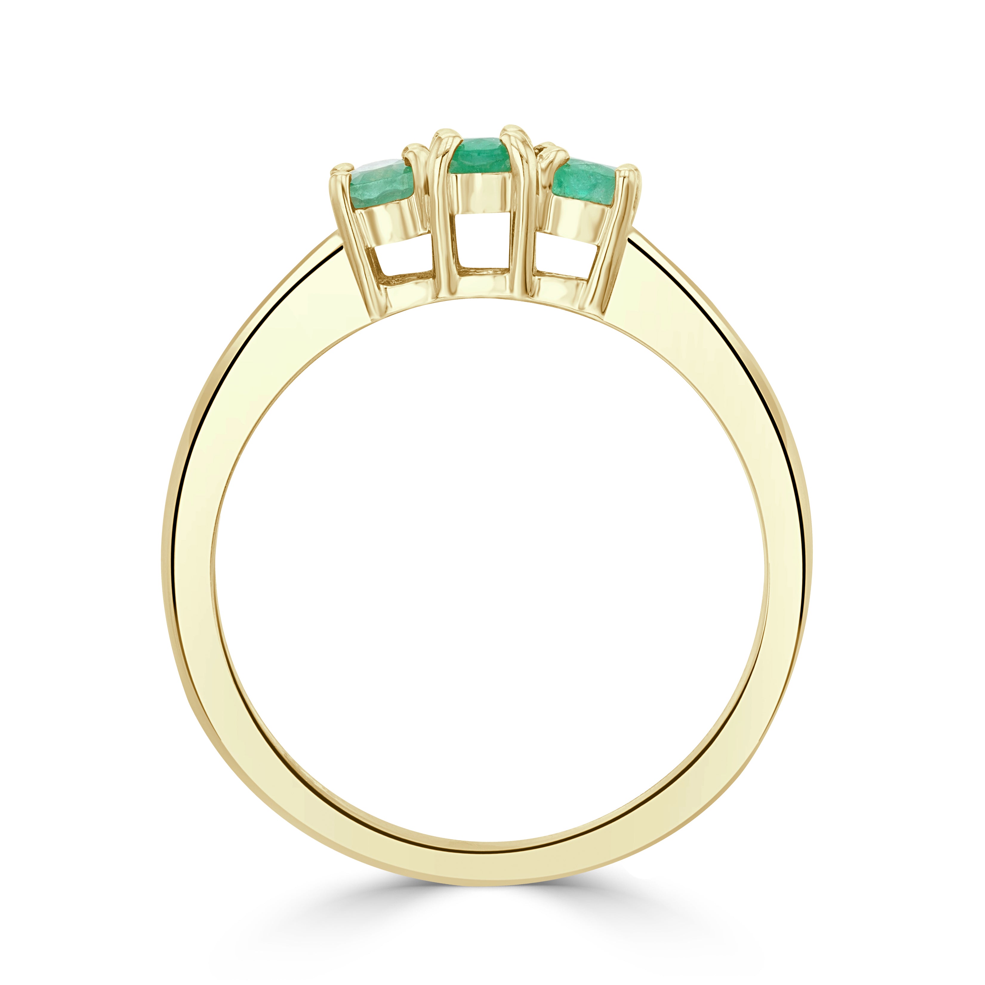 9CT YG OVAL EMERALD CLAW SET 3ST RING WITH CHANNEL SET DIAMOND SHOULDERS 1