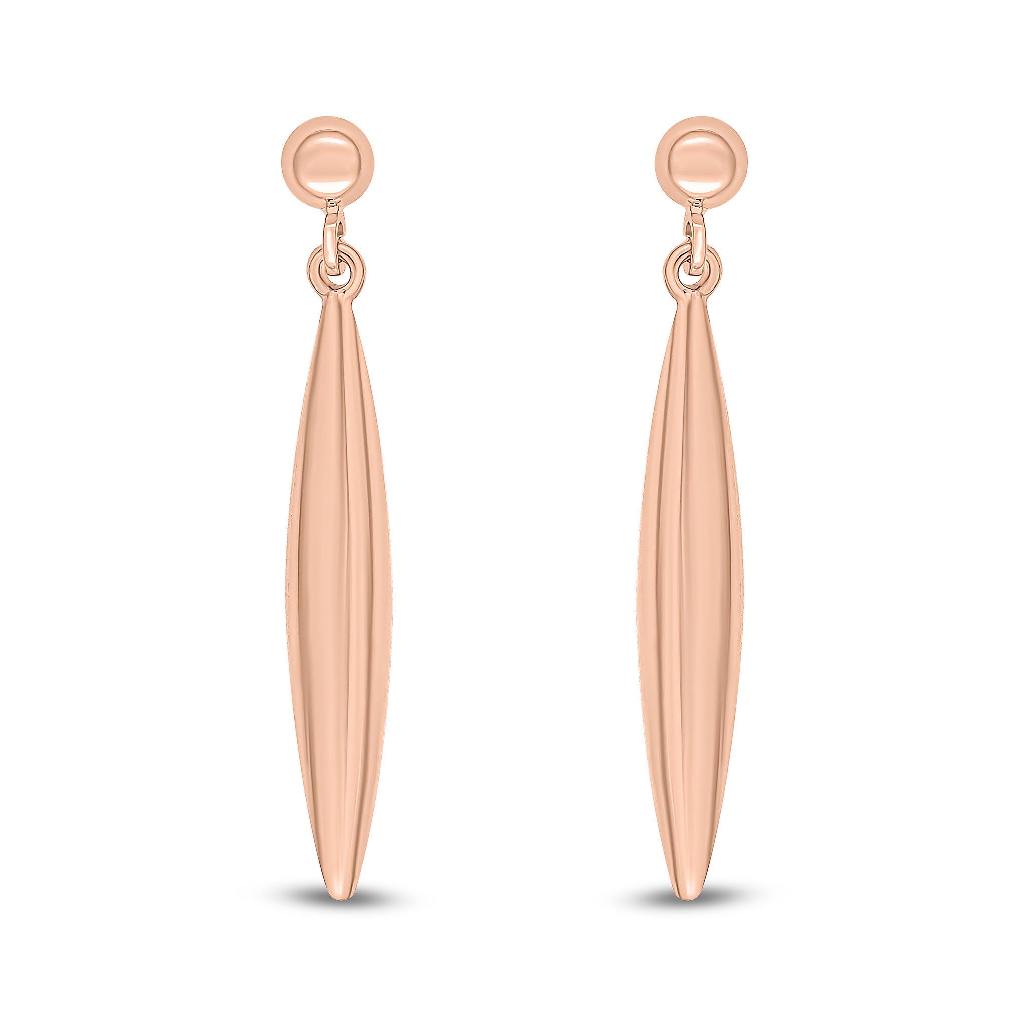 9ct Rose Gold 3d Marquise Design Drop Earrings