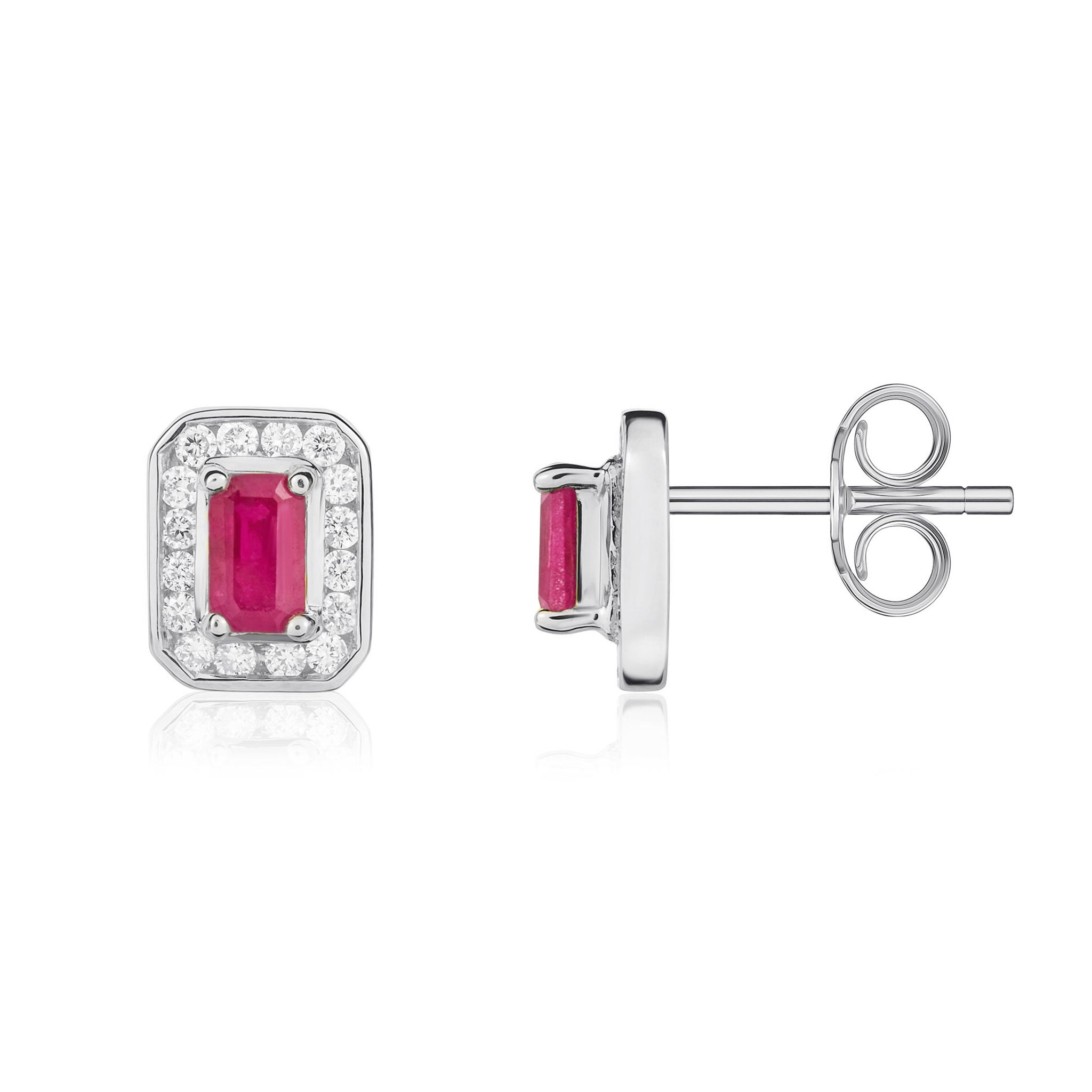 9ct White Gold Oct Ruby & Diamond Cluster Ers