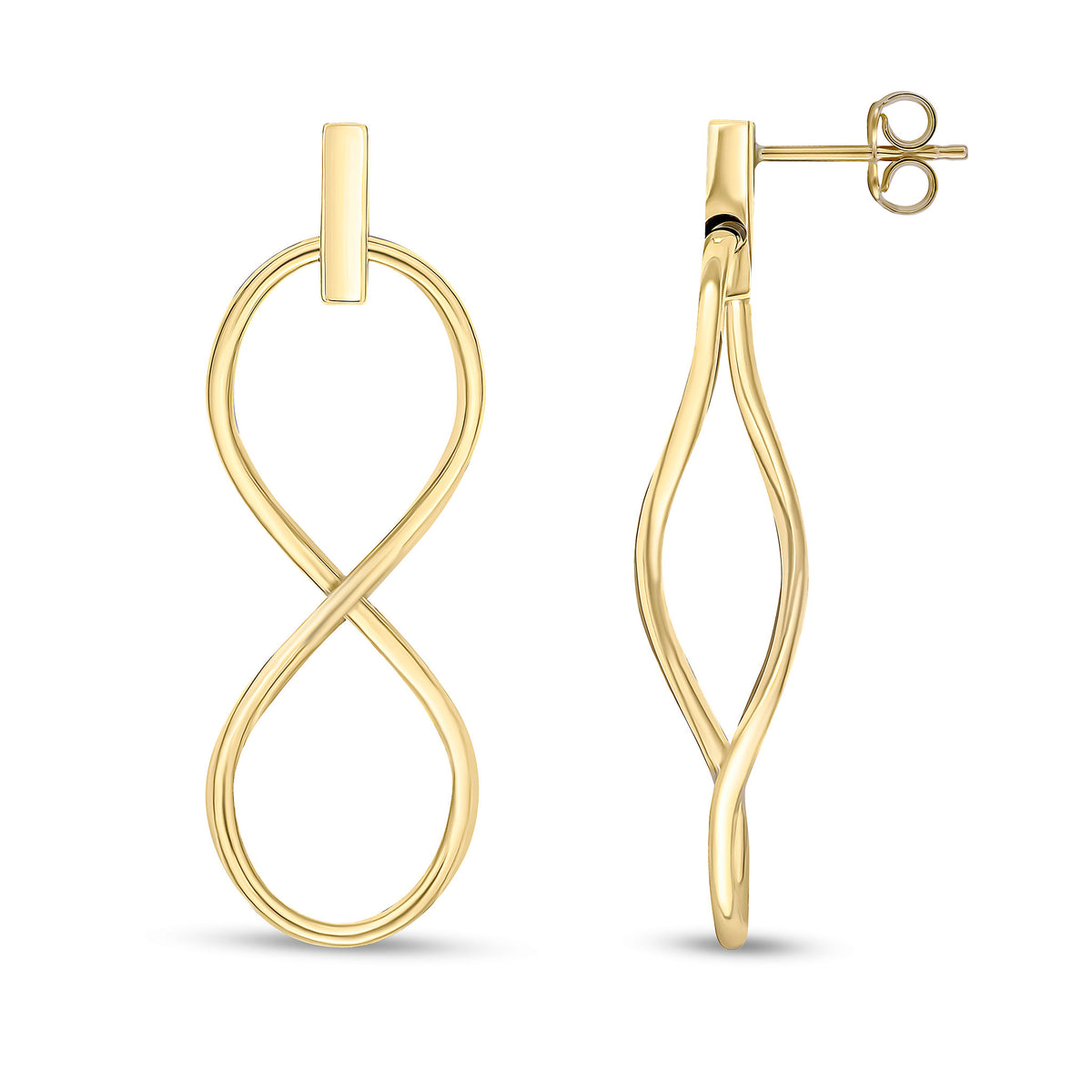 9ct Yellow Gold Infinity Design Drop Earrings