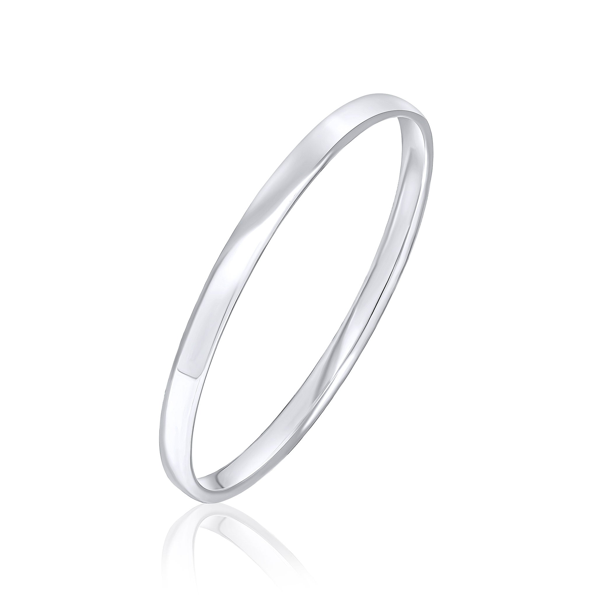 925 Sterling Silver Polished Oval Solid Gents Bangle, 5.5mm