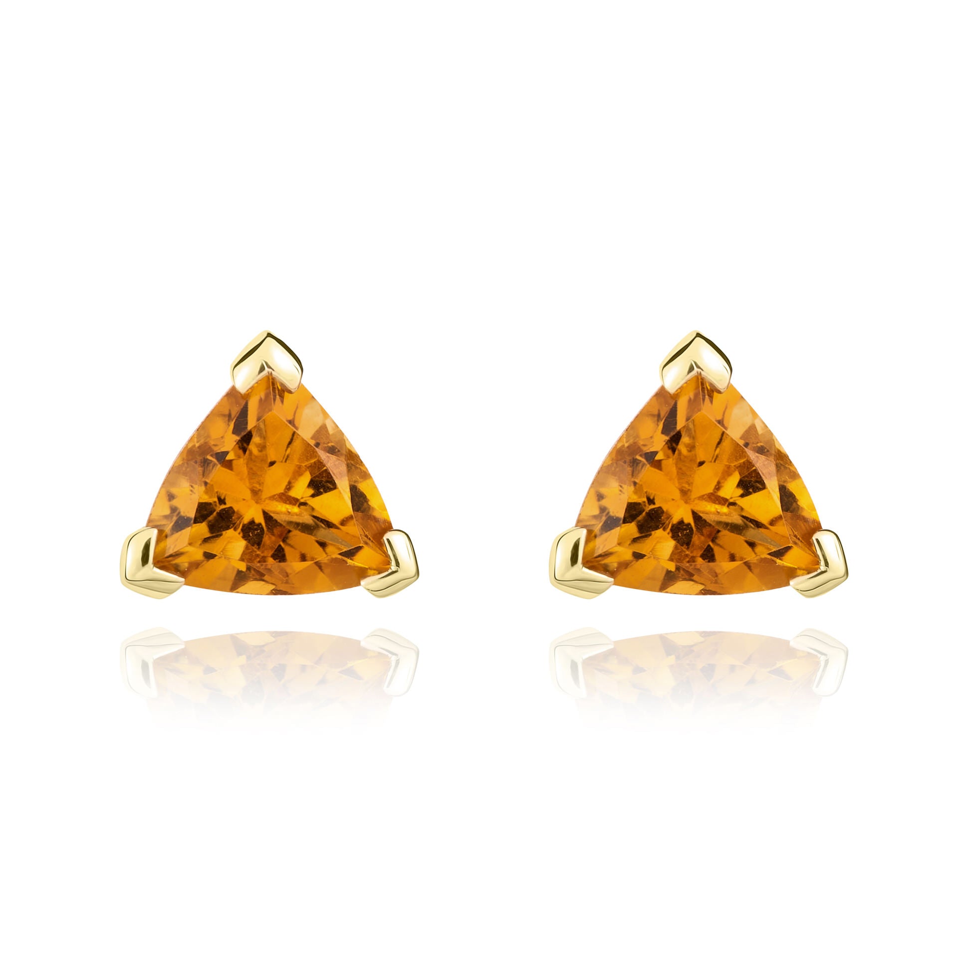 9ct Yellow Gold 6mm Trilliant Citrine Claw Set Earrings