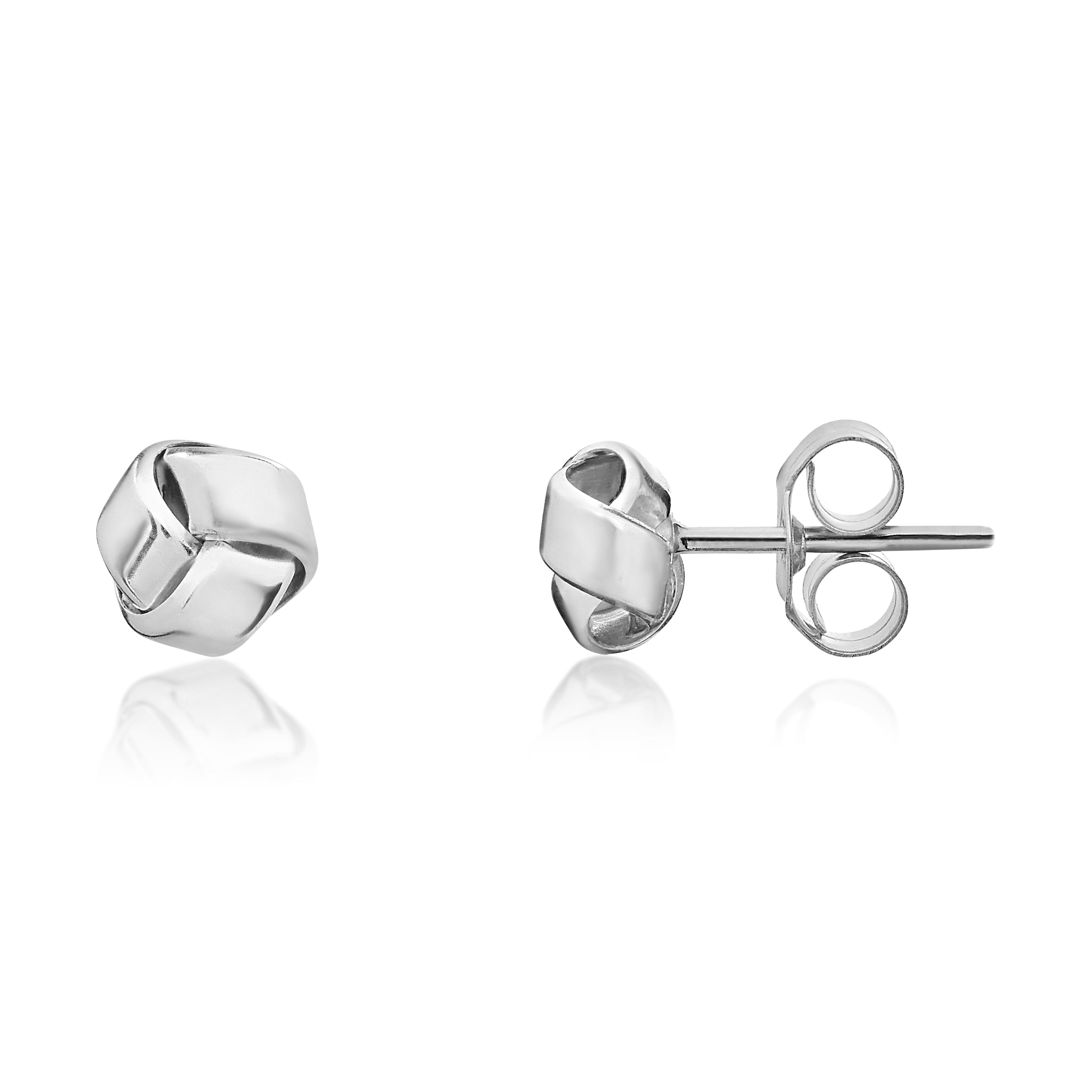 9ct White Gold Polished Knot Stud Earrings
